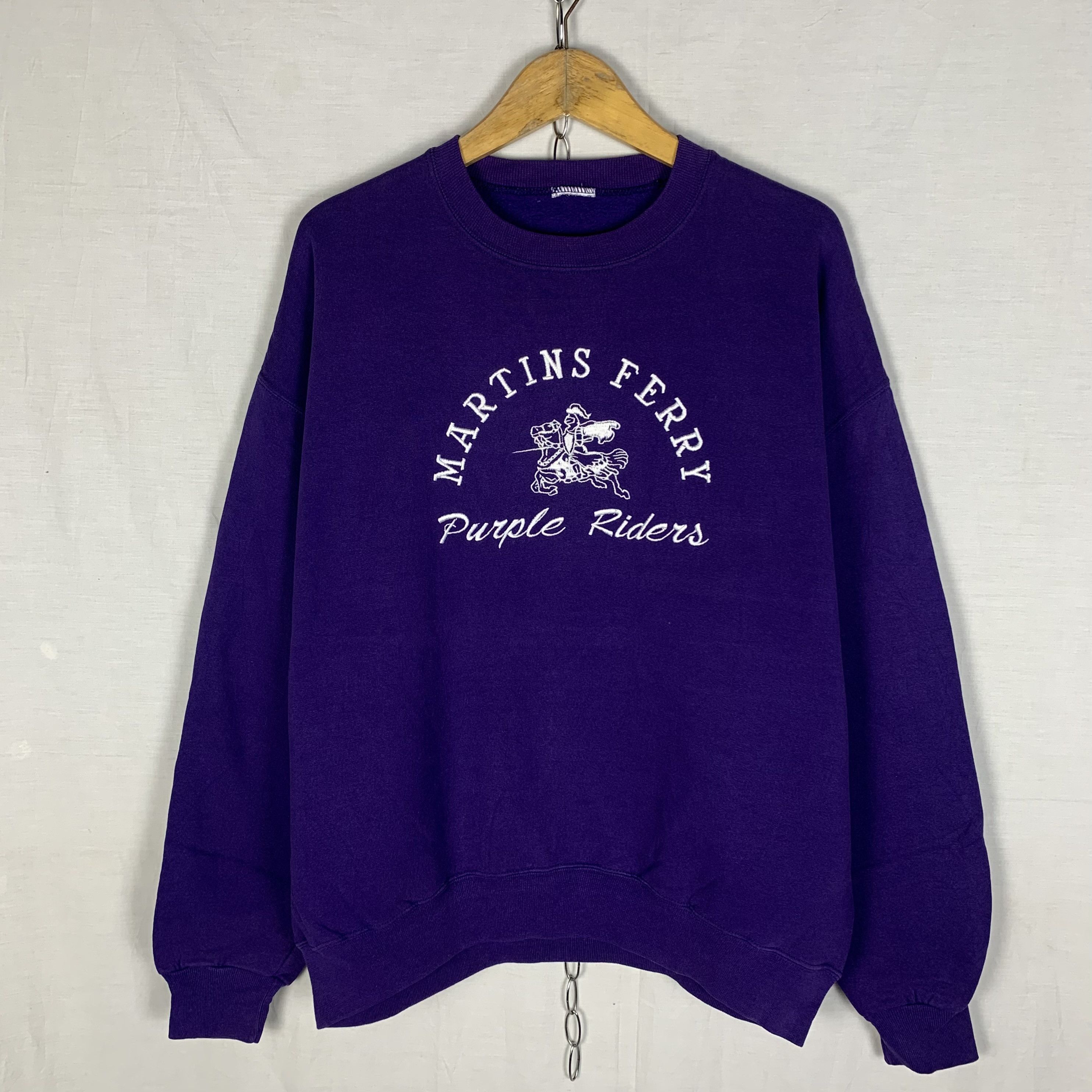 Vintage Vintage Martins Ferry Purple Riders Sweatshirt Crewneck Size US L / EU 52-54 / 3 - 1 Thumbnail