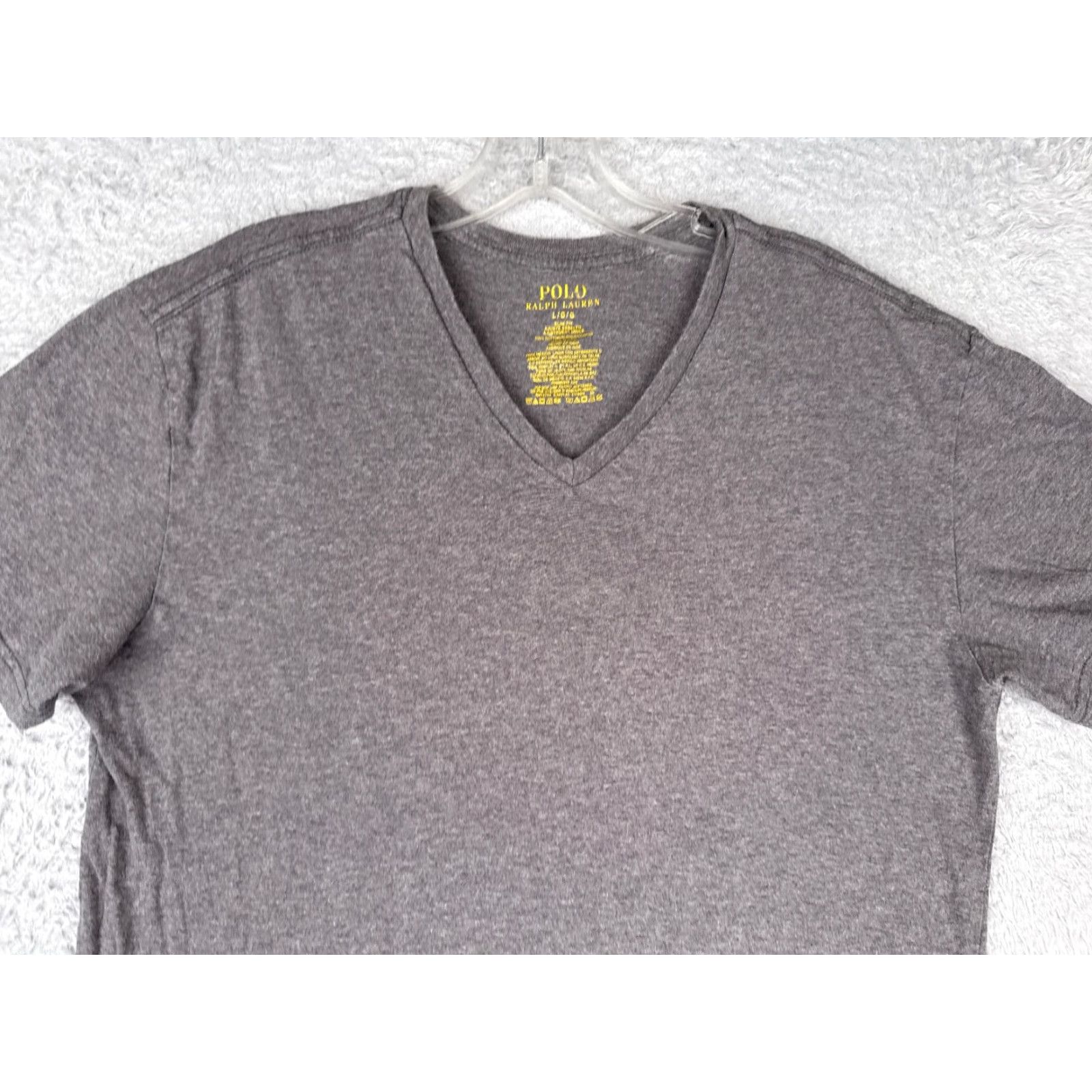 Ralph Lauren Polo Ralph Lauren Shirt Men Large Gray Short Sleeve V-Neck 100% Cotton Slim Fit Size US L / EU 52-54 / 3 - 4 Thumbnail