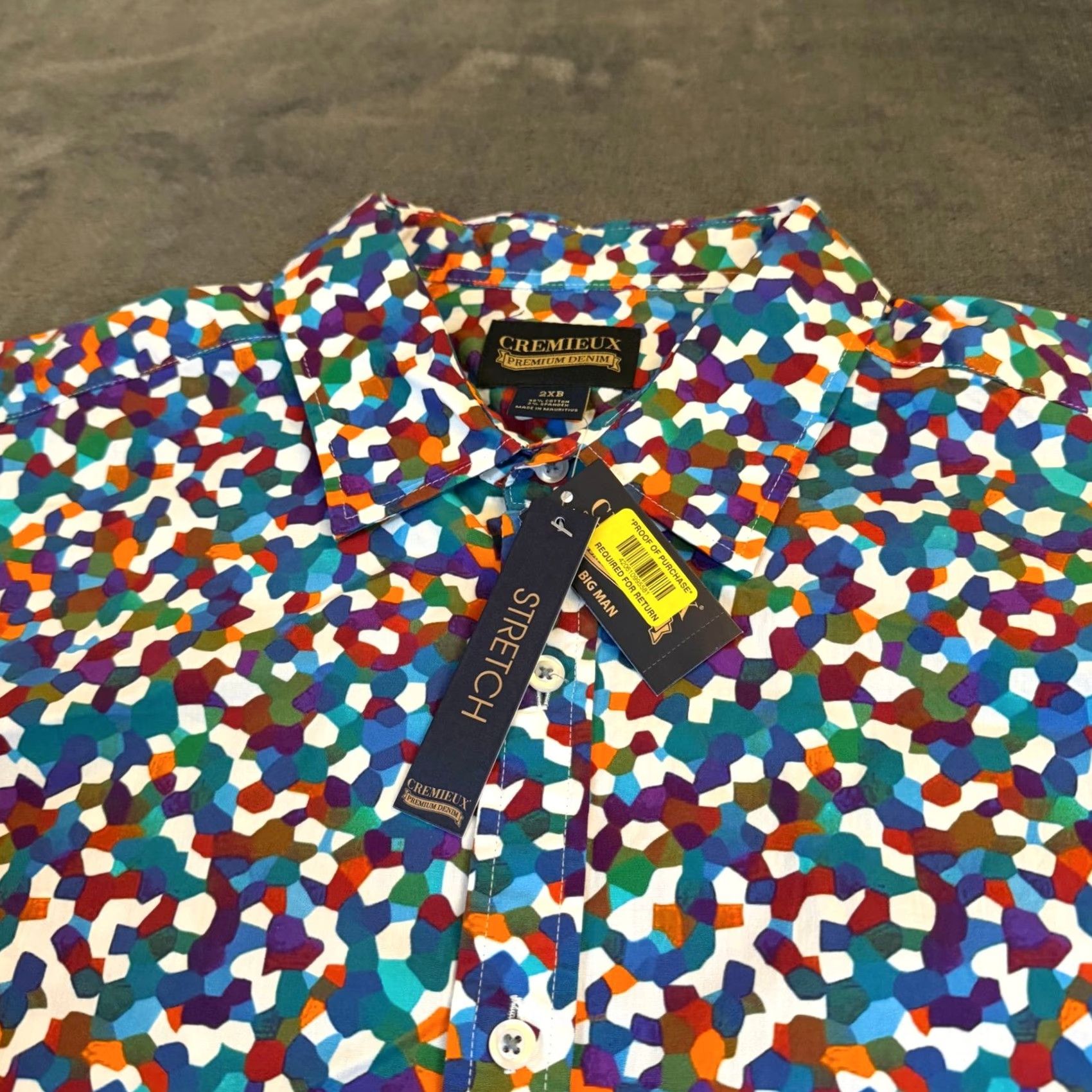 Cremieux Cremieux Premium Denim Button Up Mens 2XB Multicolor Geometric Stretch Shirt NWT Size US XXL / EU 58 / 5 - 4 Thumbnail