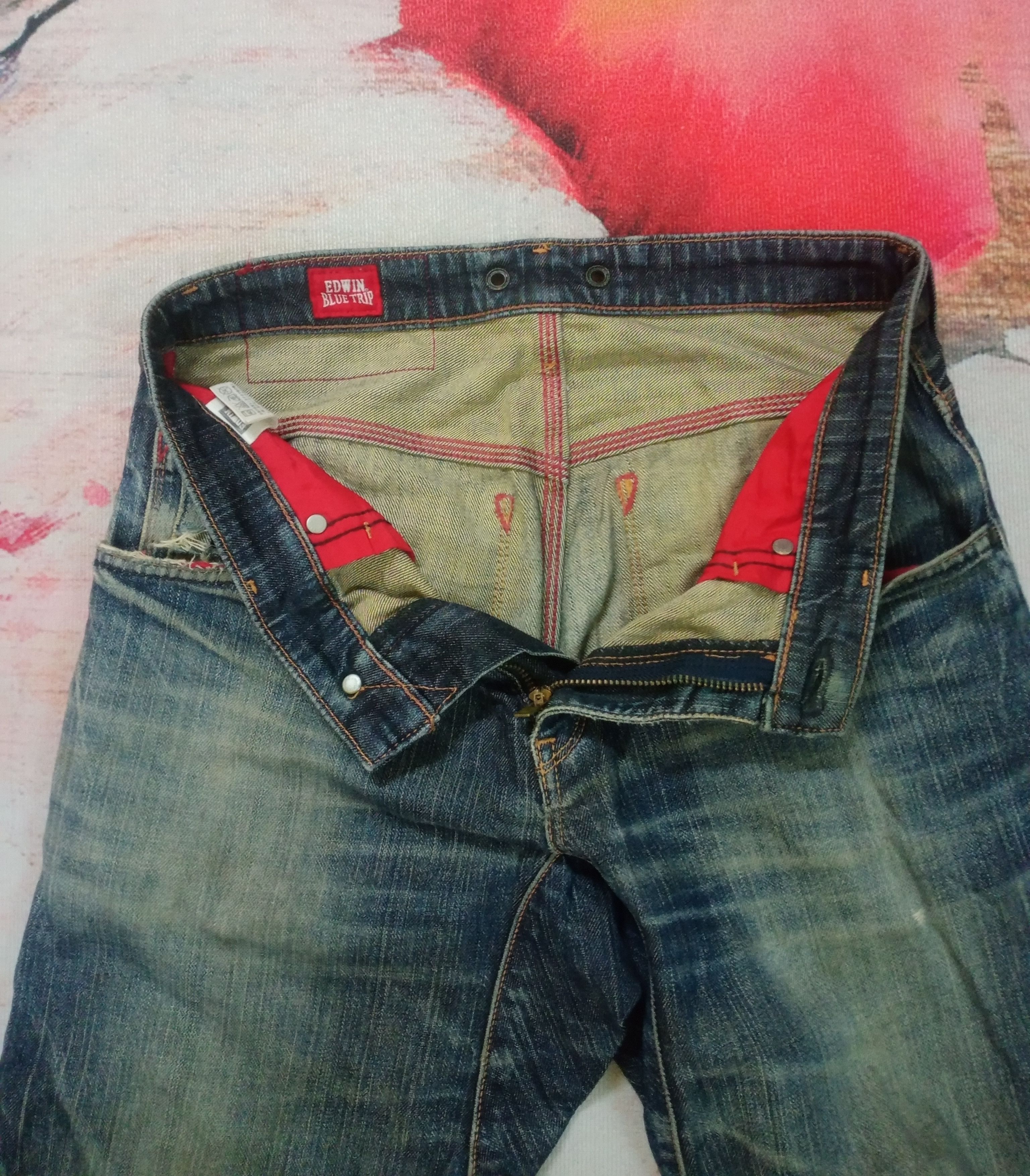 Edwin Rare Vintage Edwin Blue Trip Distressed Jeans Denim Size US 30 / EU 46 - 10 Thumbnail