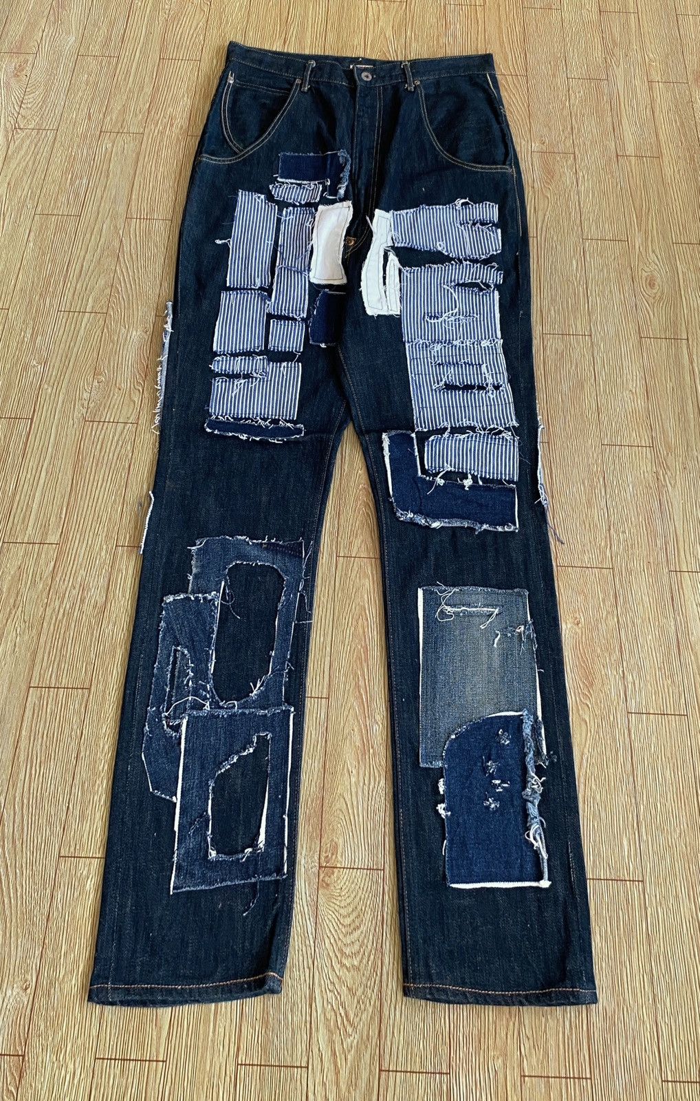 Kapital Rare Vintage Kapital Sashiko Boro Buckle Back Denim 1990s Size US 33 - 1 Thumbnail