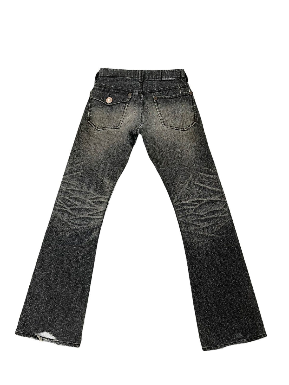Japanese Brand Flare Jeans Blue Way Faded Thrash Distress Boot Cut 6🟦2 Size US 29 - 13 Thumbnail