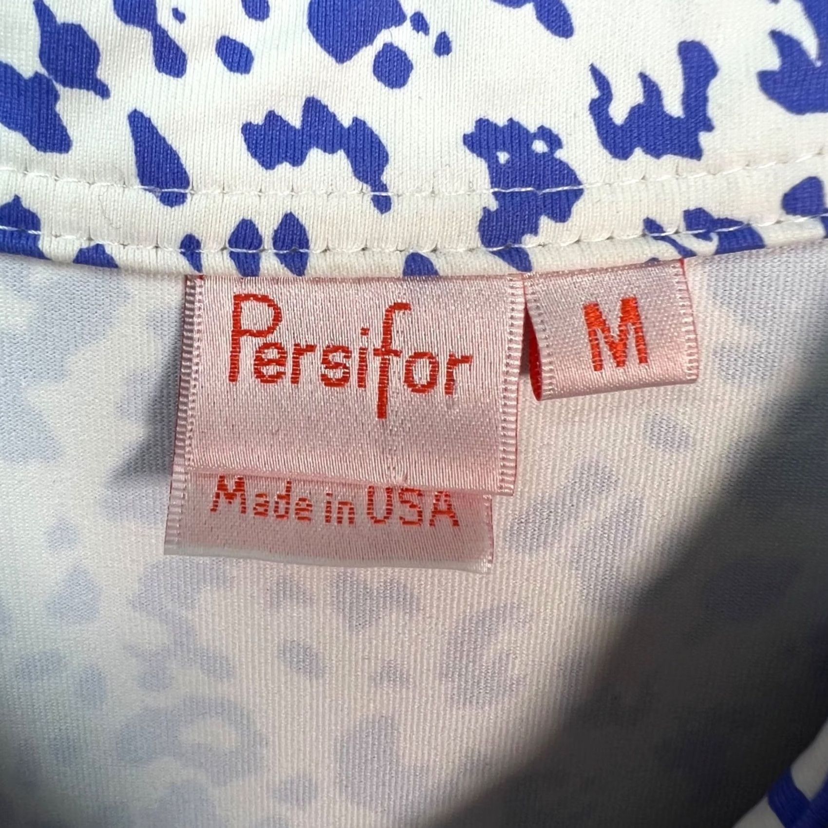 Vintage Persifor Womens Medium Blue & White Leopard Print Button-Up Tunic Dress Shirt Dress Size M / US 6-8 / IT 42-44 - 3 Thumbnail