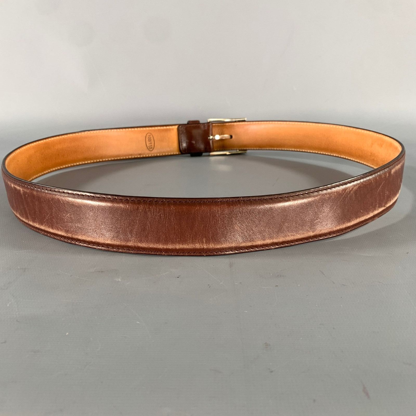 Sutor Mantellassi SUTOR MANTELLASSI Size 38 Brown Distressed Leather Belt Size 38 - 3 Thumbnail