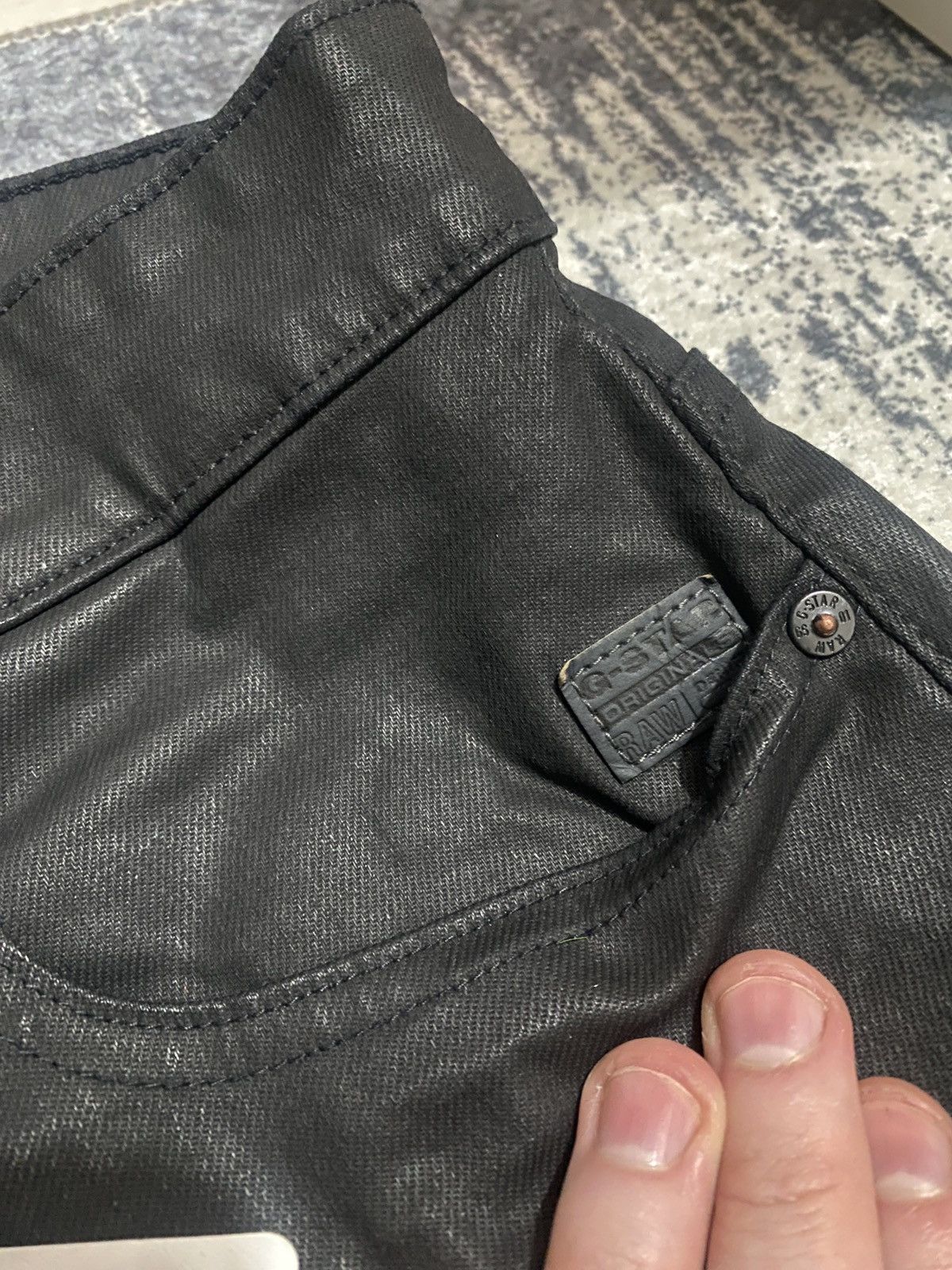 G-Star Revend Skinny Waxed Black with leather rings Size US 32 / EU 48 - 10 Thumbnail