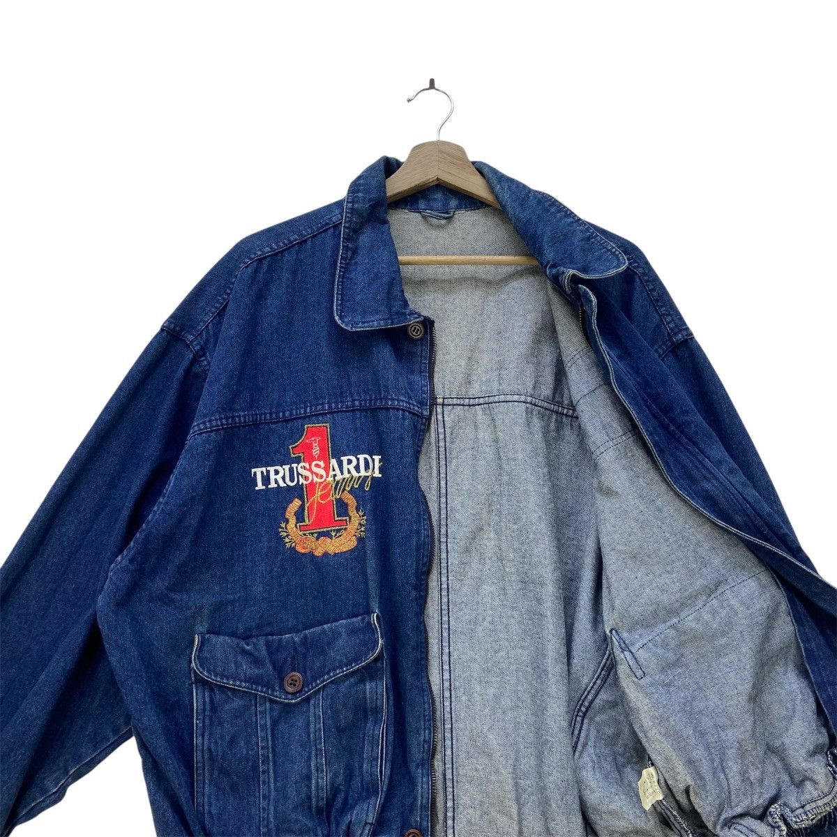 Trussardi Vintage Trussardi Oversize Loose Bomber Style Denim Jacket Size US S / EU 44-46 / 1 - 3 Thumbnail