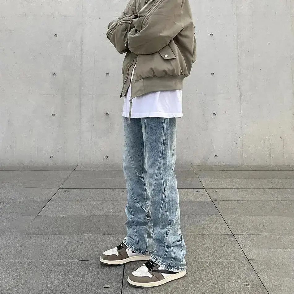 Japanese Brand Skinny Jeans Men Streetwear Autumn Blue Slim Trousers Y2k Size US 32 / EU 48 - 4 Thumbnail