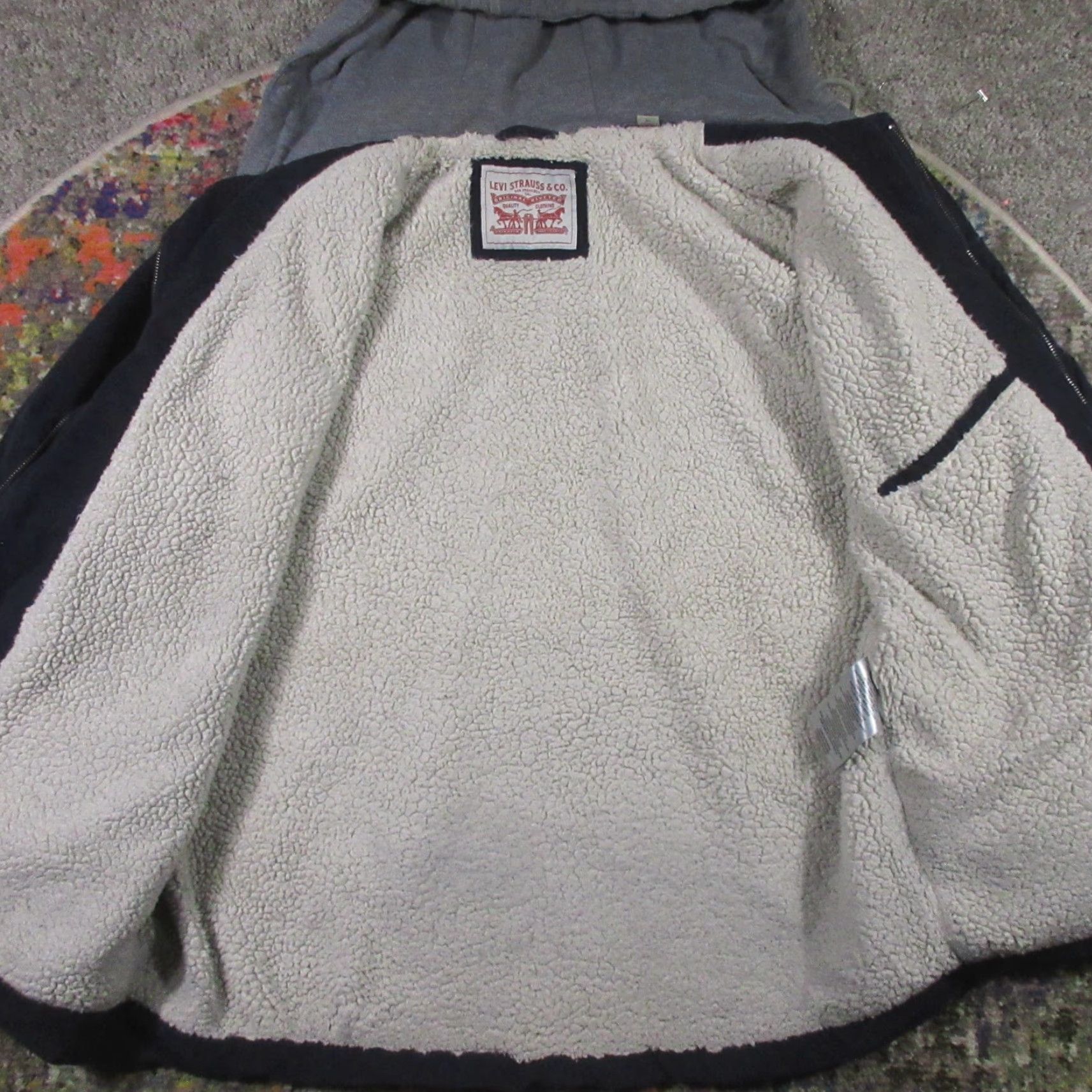 Levi's Levi's Hooded Corduroy Fleece Sherpa Lined Jacket Men XL Navy 90s Trucker Grunge Bomber Jacket Size US XL / EU 56 / 4 - 4 Thumbnail