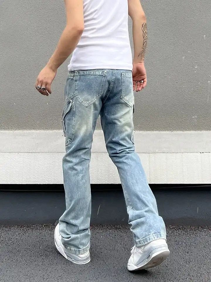 Japanese Brand × Vintage Ripped Jeans for Men Street Slim Blue Size US 29 - 2 Thumbnail