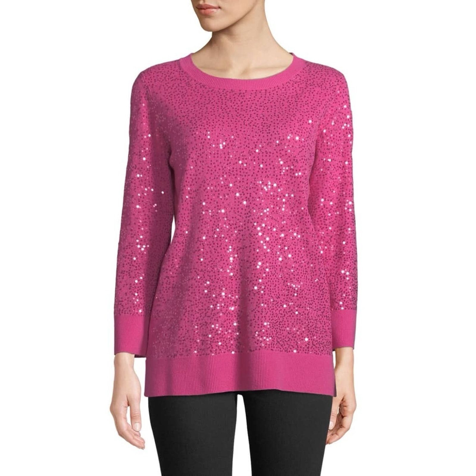 Neiman Marcus 100% Cashmere XS Neiman Marcus Pink Sequin Long Sleeve Size XS / US 0-2 / IT 36-38 - 7 Thumbnail