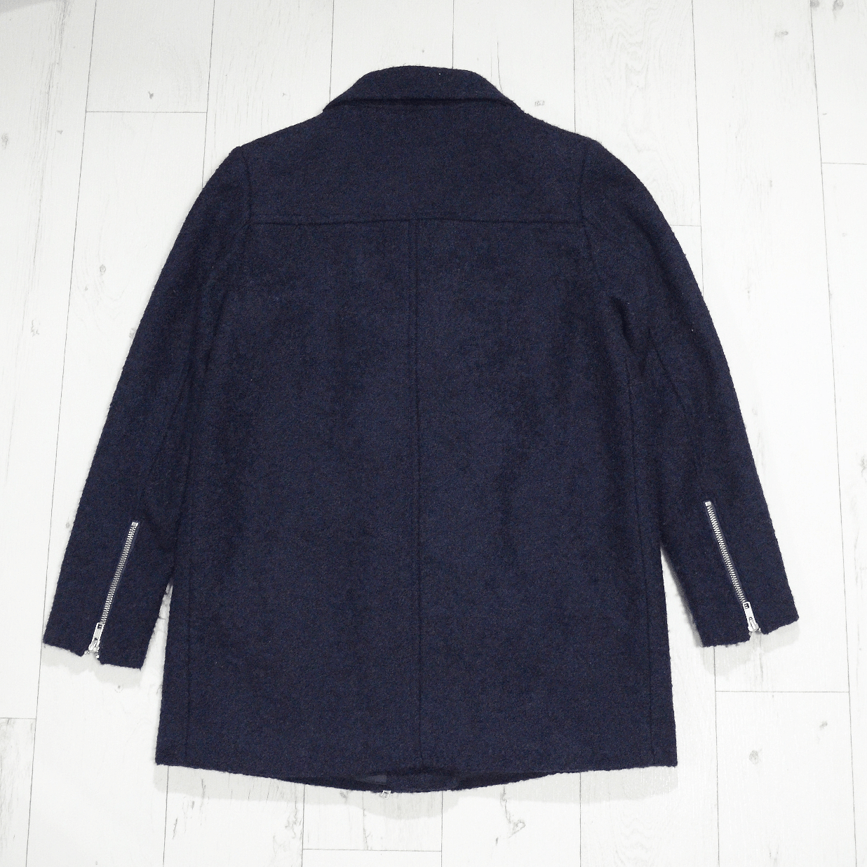 Designer × The Kooples The Kooples Wool Coat Navy Blue Size 38 Full Zip Size XS / US 0-2 / IT 36-38 - 7 Thumbnail