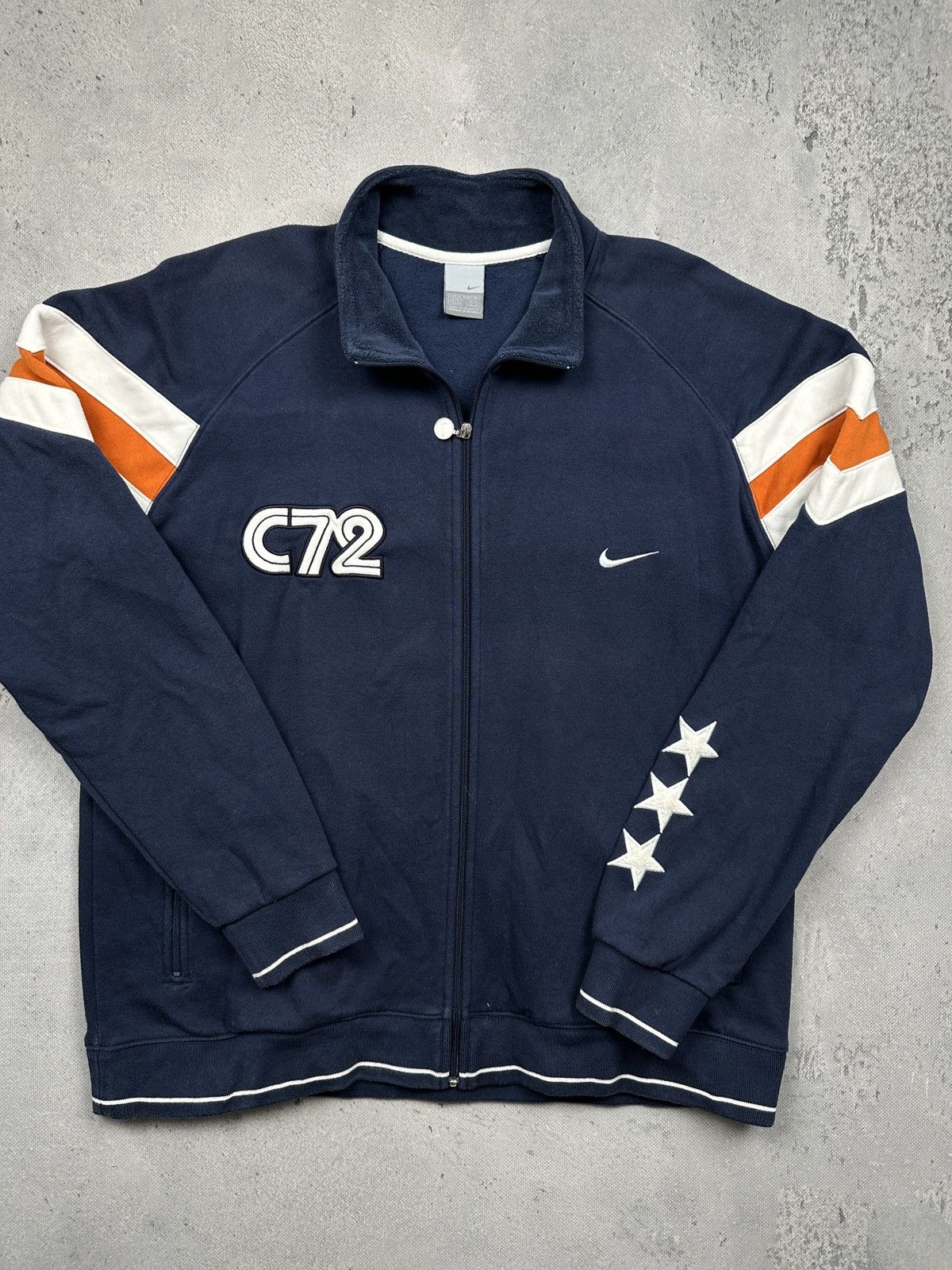 Nike Vintage Nike C72 Navy Track Jacket Star Sleeve Detailing 90s Size US XL / EU 56 / 4 - 4 Thumbnail