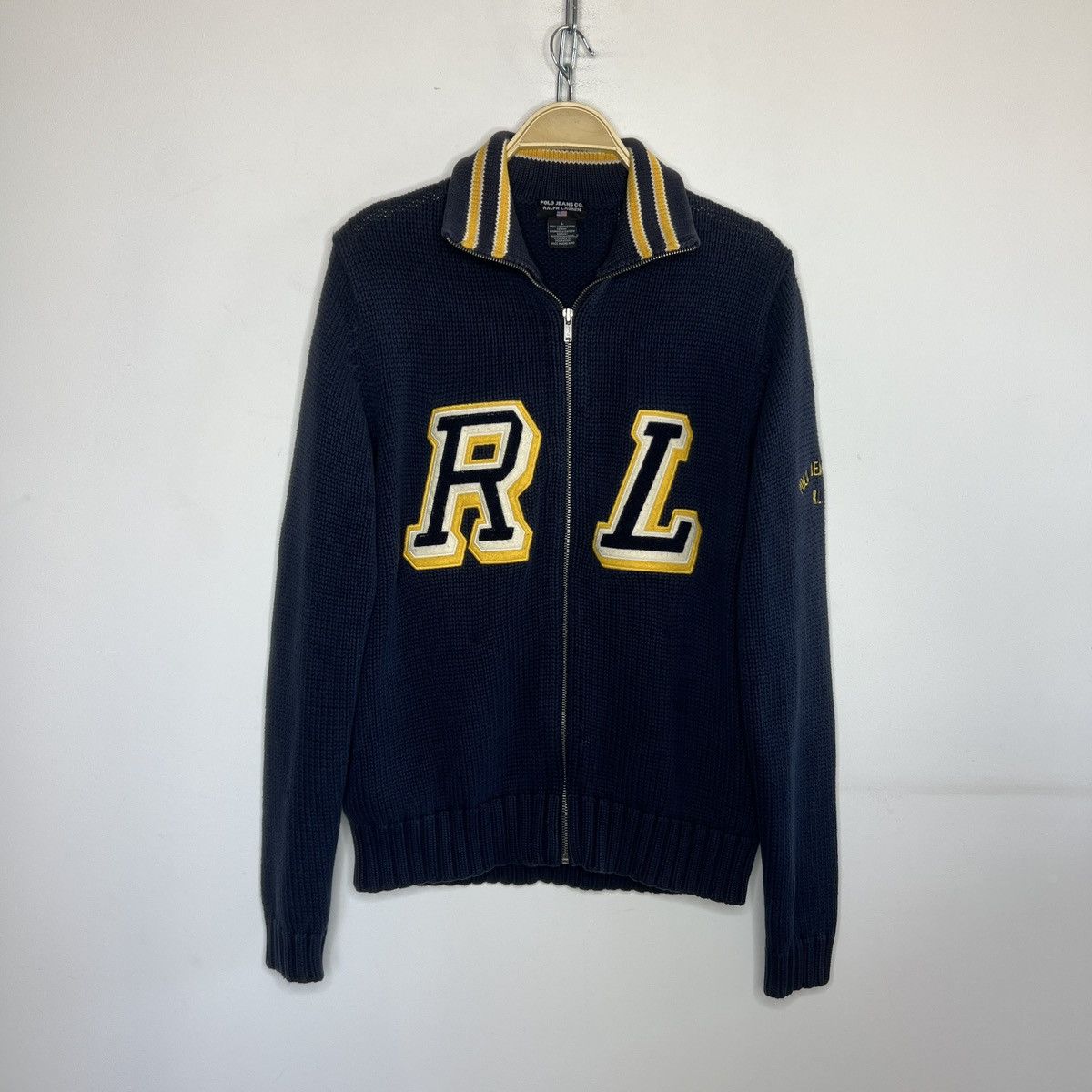 Polo Ralph Lauren × Ralph Lauren × Vintage Vintage Ralph Lauren Chunky Heavy Knit Jacket Zip Jumper Y2K Size US L / EU 52-54 / 3 - 1 Thumbnail