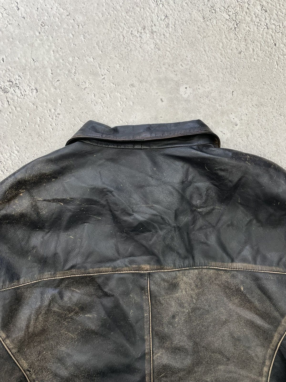 Vera Pelle Hype schott style faded distressed leather jacket 90s Size US XL / EU 56 / 4 - 13 Thumbnail
