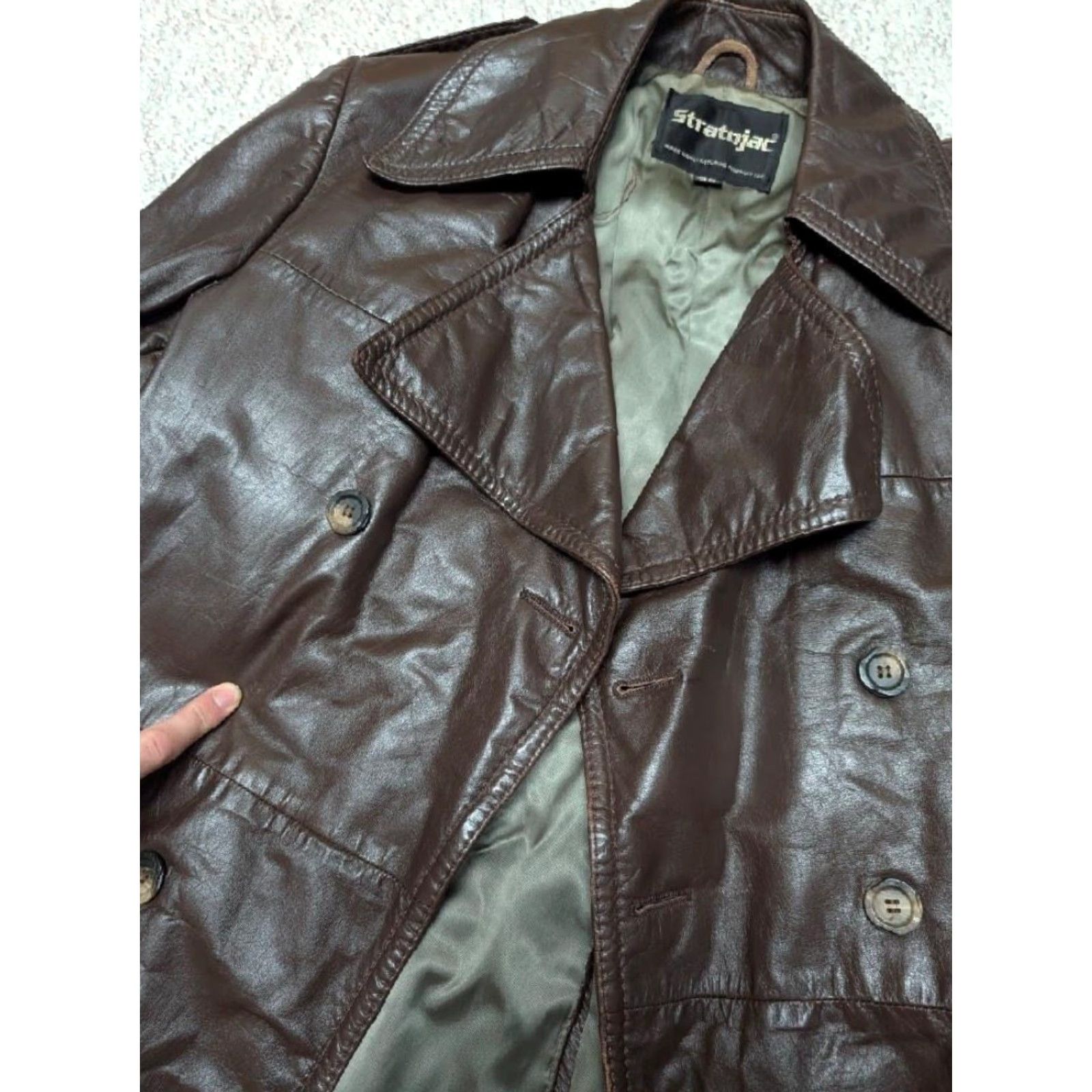 Doublet VINTAGE Stratojac leather coat - belted double breasted brown cowhide - 38 Chest Mens 1970s overcoat Size US S / EU 44-46 / 1 - 4 Thumbnail