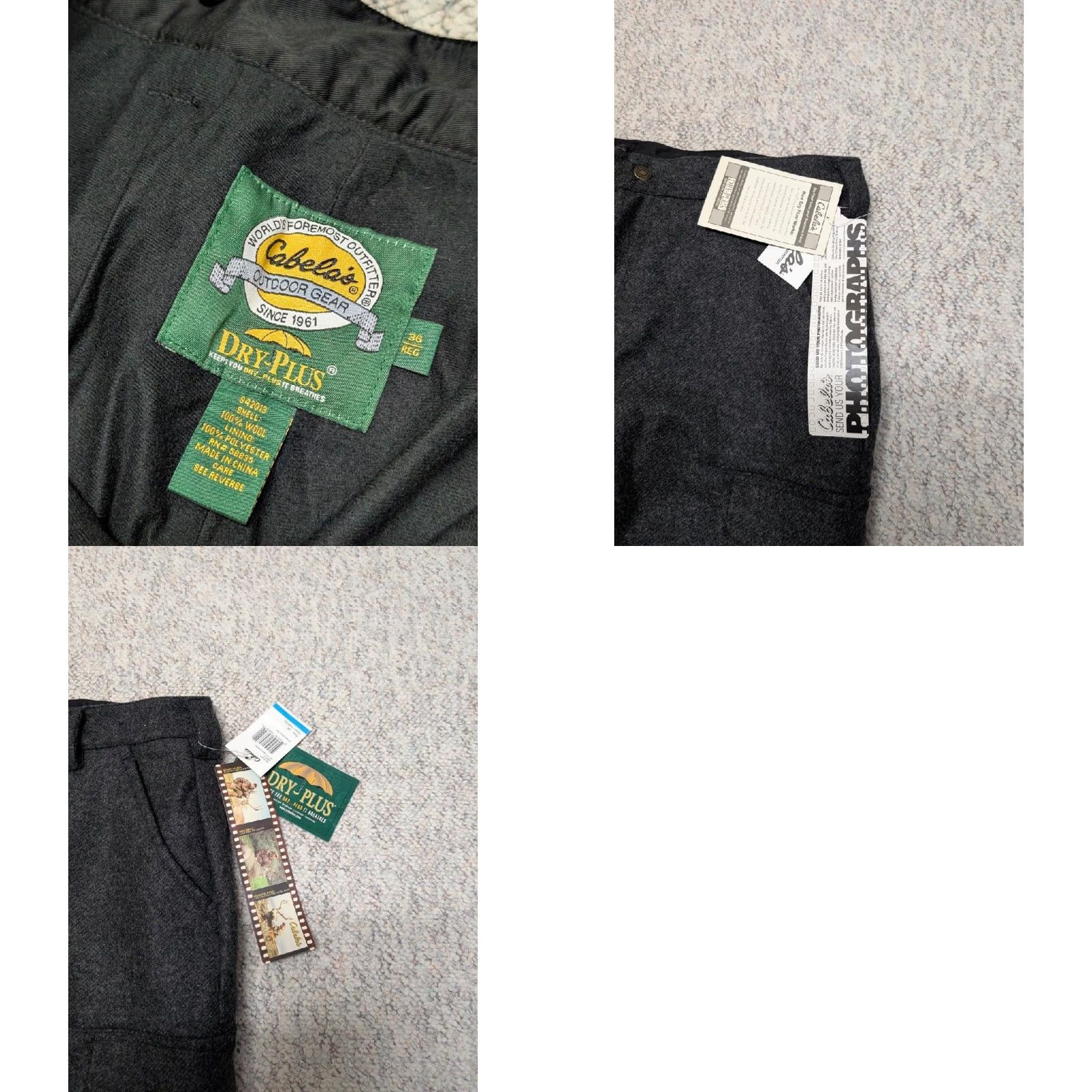 Vintage VINTAGE Cabela's dry-plus WOOL hunting pants 36x34 gray CARGO waterproof NEW nos Men's Pants Wool Gray Cargo 36x34 90s Size US 36 / EU 52 - 8 Thumbnail