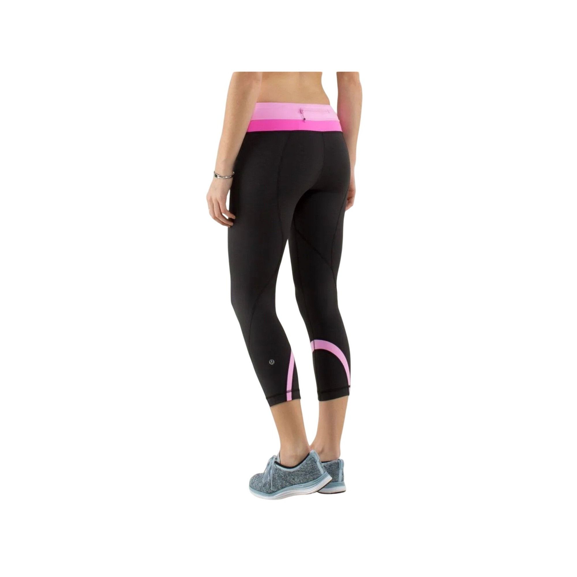Lululemon Lululemon Run Inspire Crop II Leggings Wee Stripe Black Pink Size 25" / US 0 / IT 36 - 2 Thumbnail