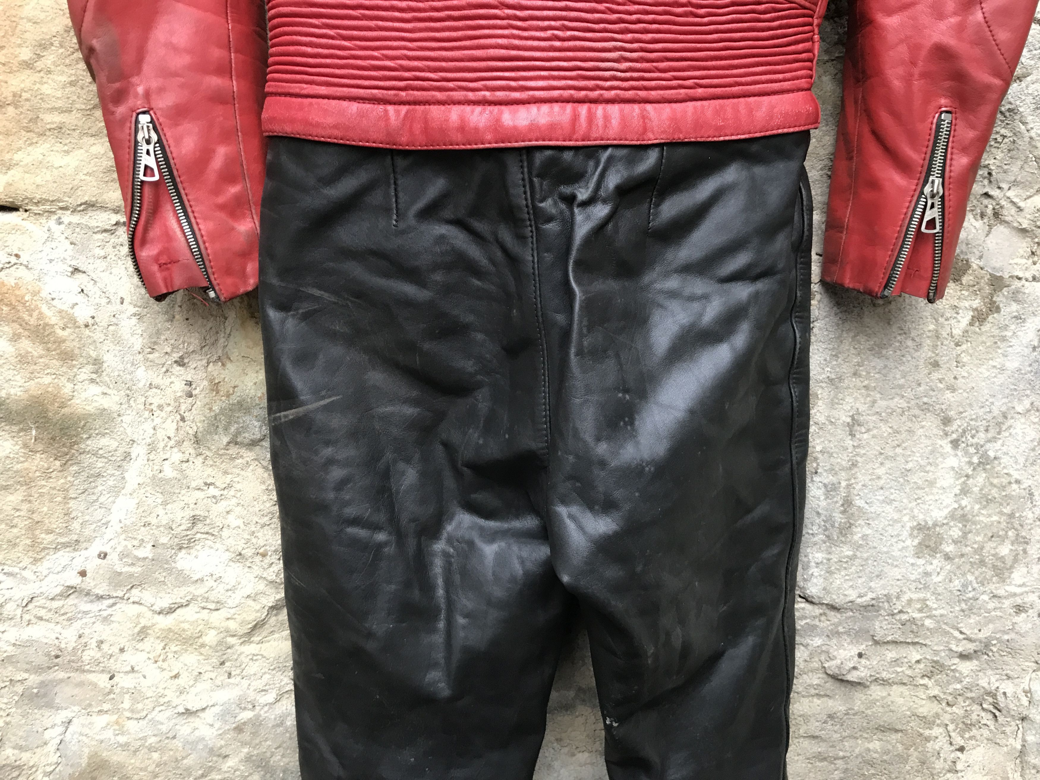 Vintage 70s Kombi Harro Distressed Leather Biker Jacket/ Racing Suit Size US S / EU 44-46 / 1 - 19 Thumbnail