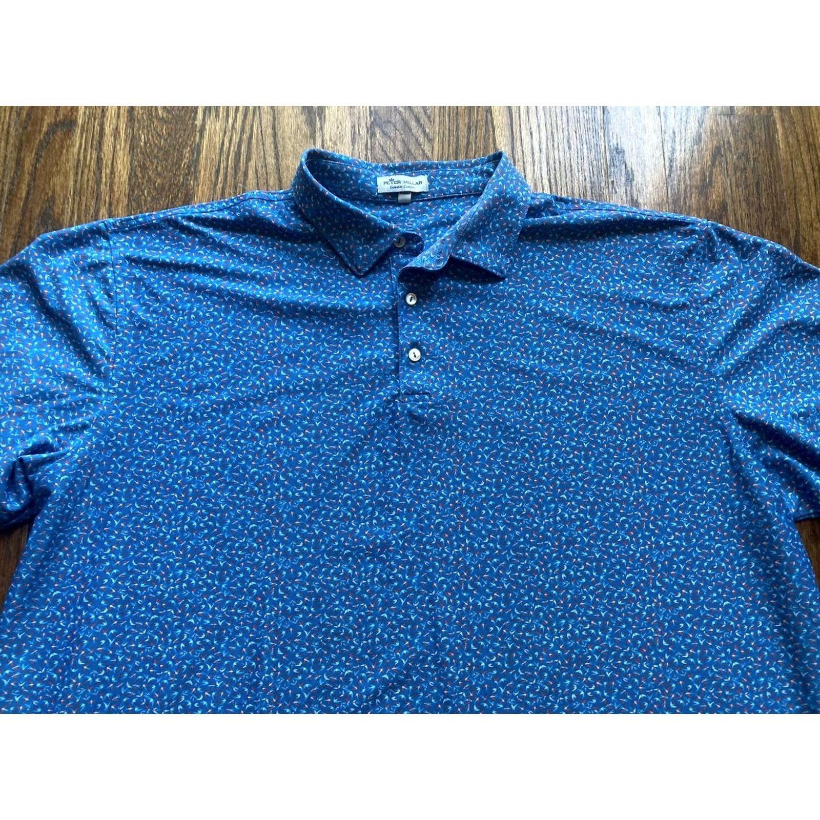 Peter Millar Peter Millar Summer Comfort Polo Shirt Mens 2XL Country Club Louisiana AOP Blue Size US XXL / EU 58 / 5 - 2 Thumbnail