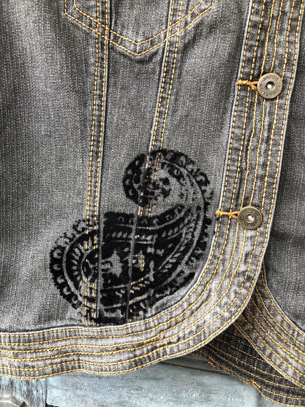 Vintage Eterno Belleza Paisley Black Denim Jacket Vintage Style Size M / US 6-8 / IT 42-44 - 11 Thumbnail