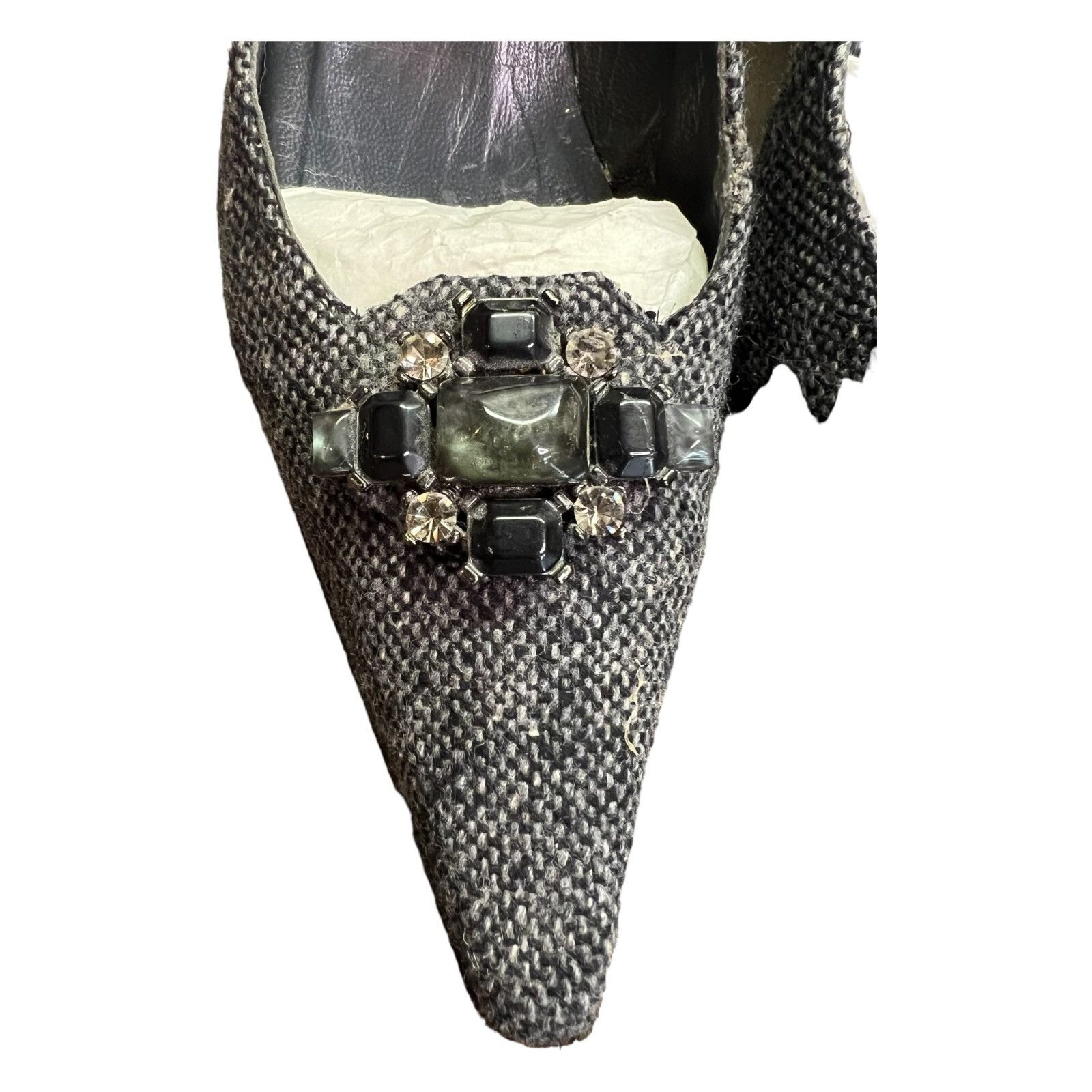Stuart Weitzman STUART WEITZMAN Platform 3" Heels Women Tweed Jewel Embellis Size US 8.5 / IT 38.5 - 4 Thumbnail