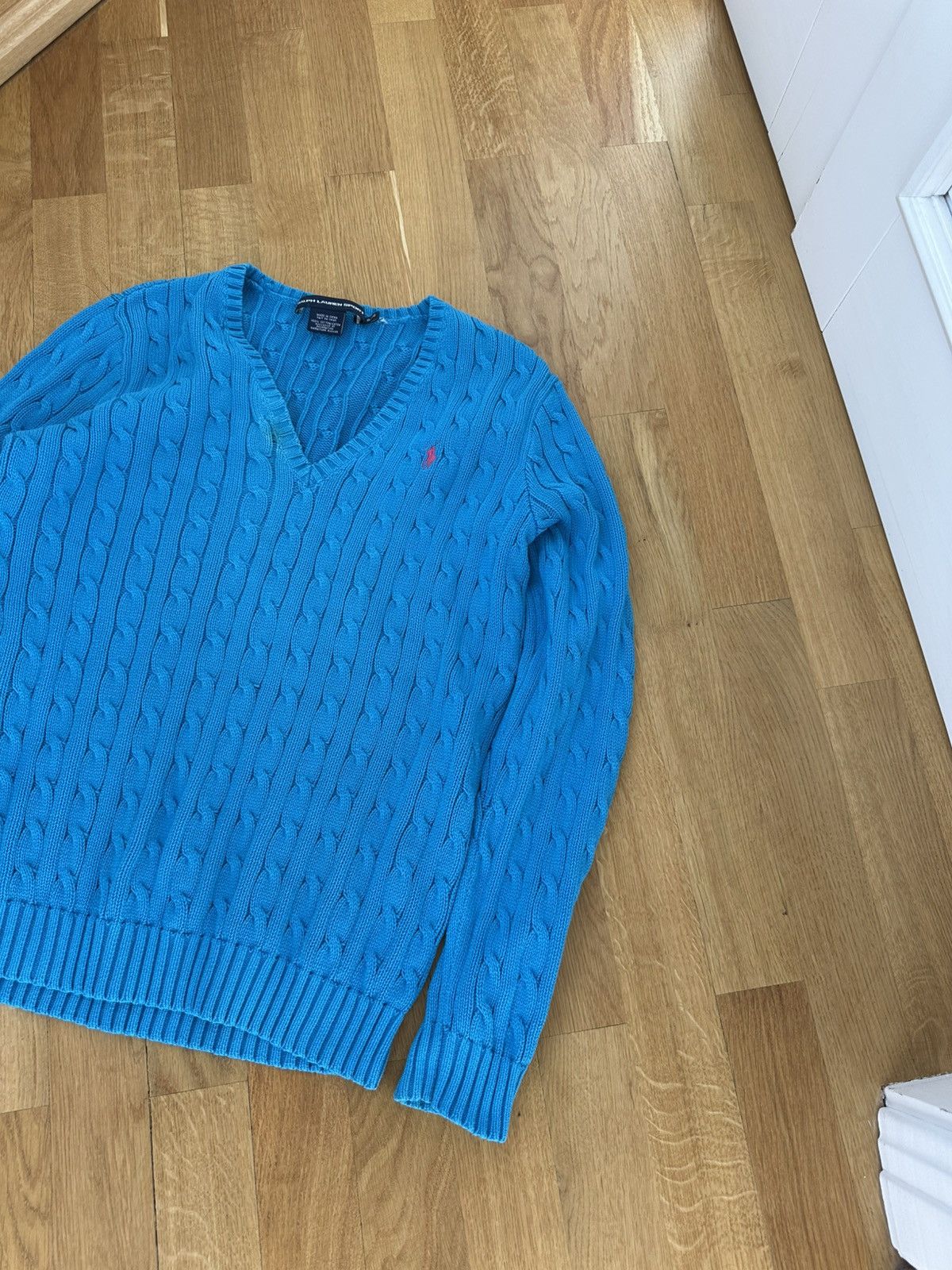 Polo Ralph Lauren Vintage Polo Ralph Lauren Cable Knit Sweater Logo Blue Size XL / US 12-14 / IT 48-50 - 4 Thumbnail