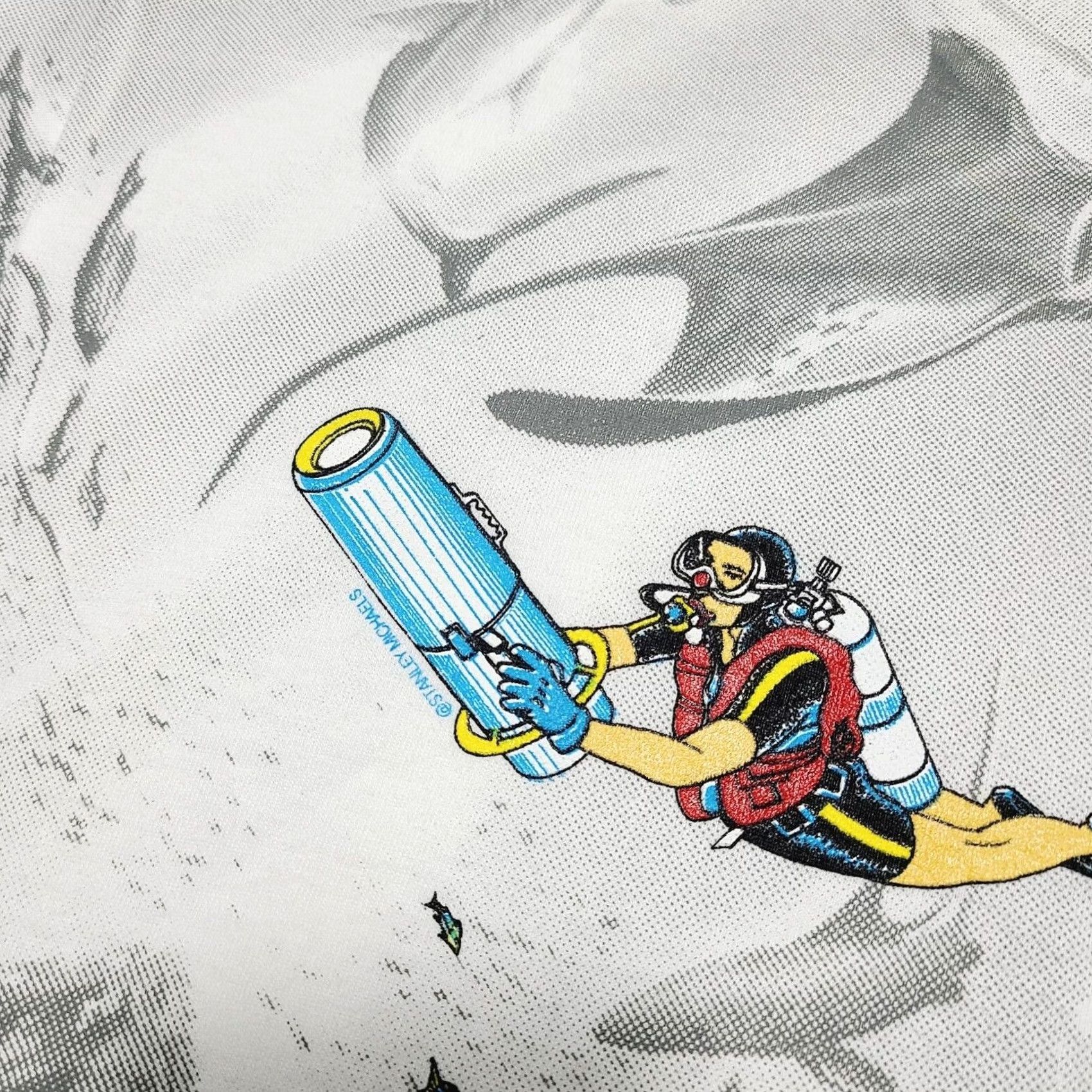 Anvil VINTAGE Underwater Ocean T-Shirt AOP Marine Stitch 90s Hanes Beefy-T Mens Size L White Crew Neck Short Sleeve Graphics 90s Mens Size US L / EU 52-54 / 3 - 5 Thumbnail