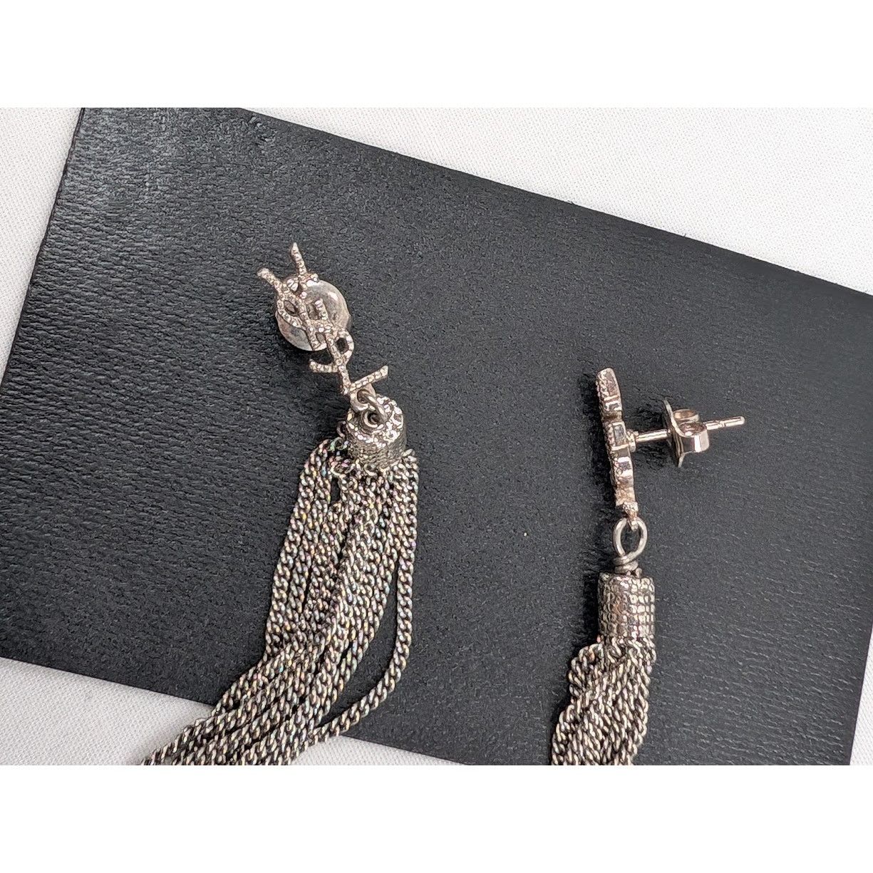 Saint Laurent Paris o1rshd1 Size: OS / Metal Brass Earrings in Argent Oxyde Size ONE SIZE - 12 Thumbnail