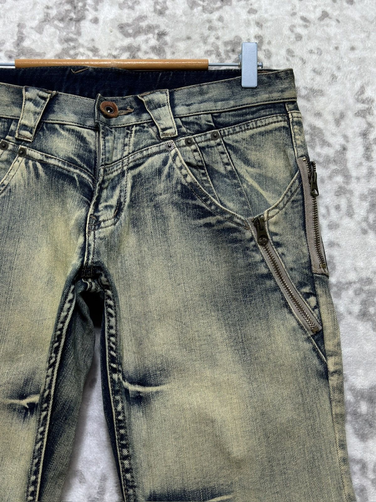 PPFM PPFM Multi Zipper Distressed Mud Wash Denim Jeans Slim Fit Size US 32 / EU 48 - 5 Thumbnail