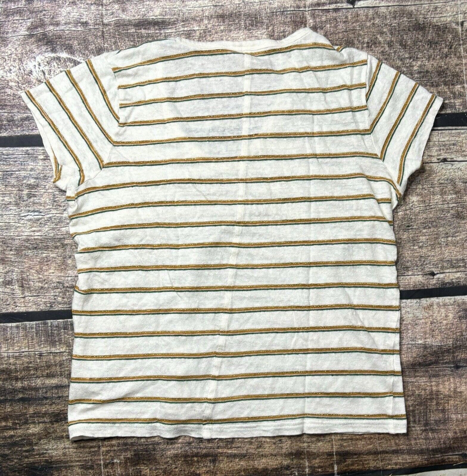 Banana Republic Banana Republic Linen Top Womens Medium Striped Short Sleeve Size M / US 6-8 / IT 42-44 - 3 Thumbnail
