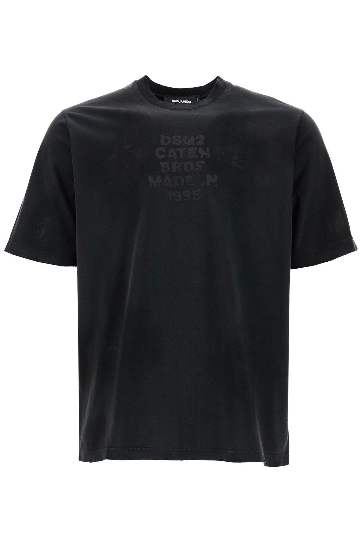 DSQUARED2 Dark Grey Cotton T-Shirt With Logo Print