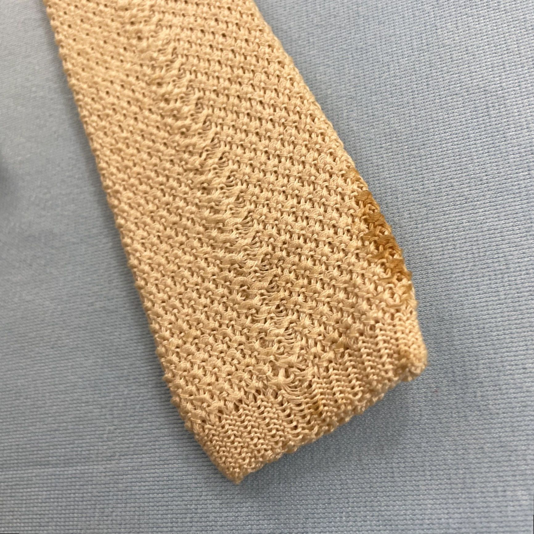 Vintage Vtg 1960 Square Tip Skinny Necktie Cream Brown 100% Cotton Knit Tie 2x52 Read Tie, Vintage, 1960s, Brown, Cream, Knit, Skinny, Men, One Size Size ONE SIZE - 5 Thumbnail