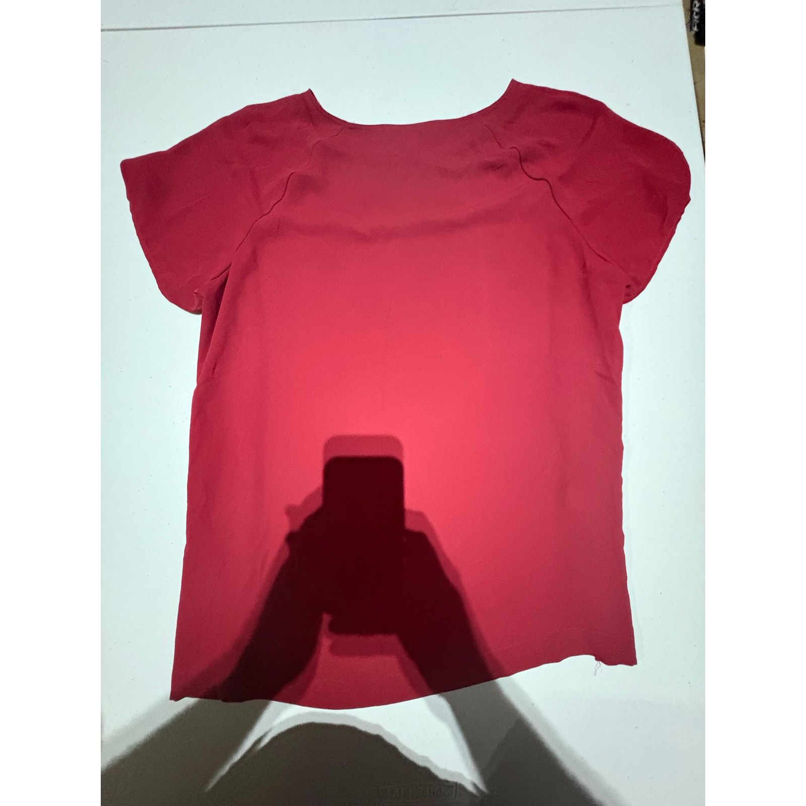 Loft Ann Taylor LOFT Women’s Red Short Sleeve Blouse Size L Size L / US 10 / IT 46 - 4 Thumbnail
