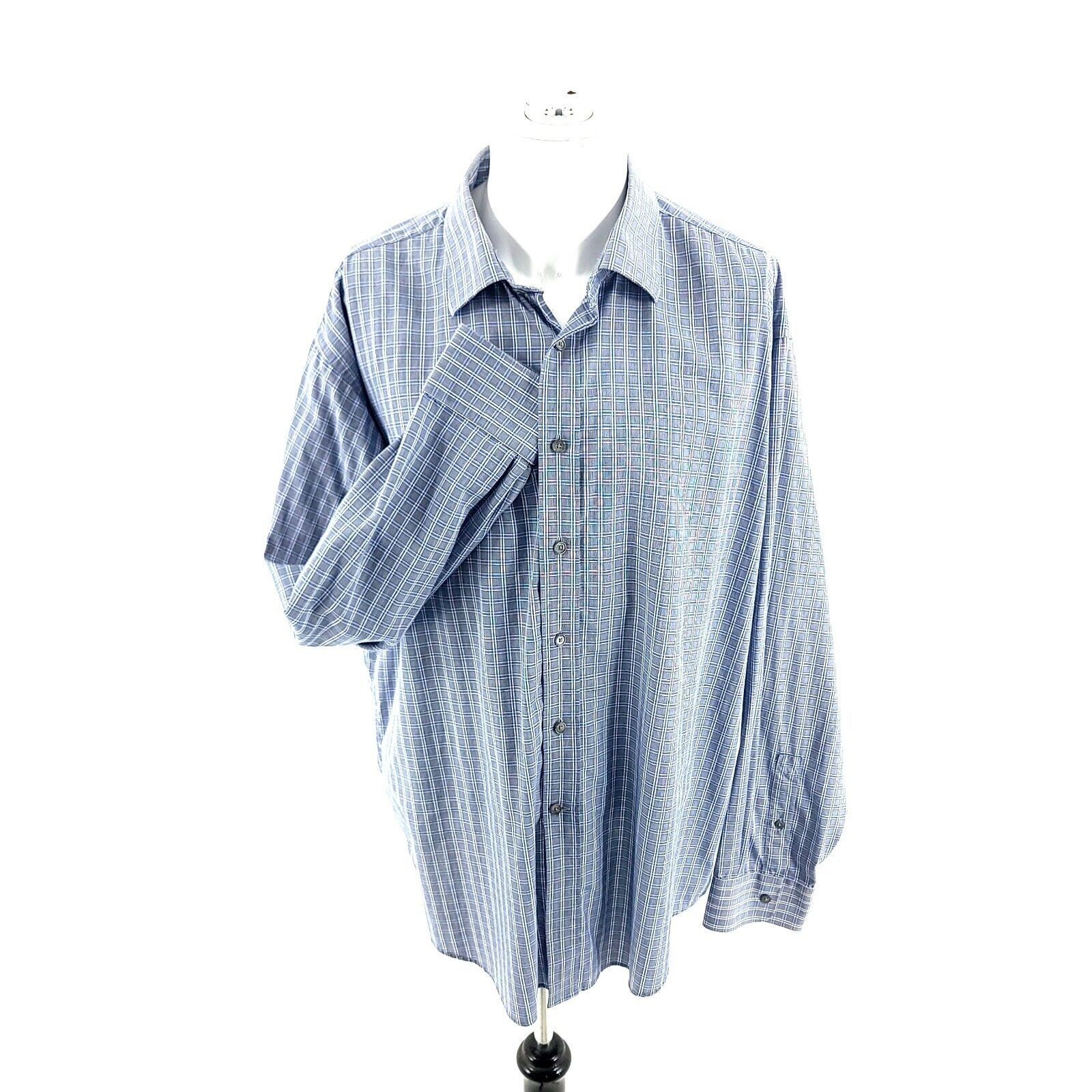 Jos. A. Bank Jos A Bank Reserve Cotton Silk XL Gray Blue Plaid Button Fro Size US XL / EU 56 / 4 - 1 Thumbnail