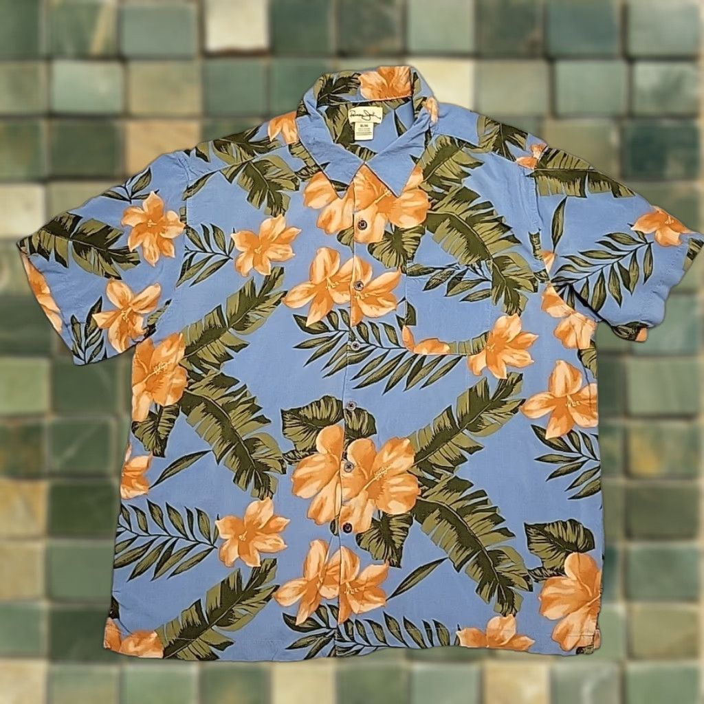 Panama Jack VINTAGE Panama Jack Shirt Mens XL Blue Orange Floral Hawaiian Tropical Rayon Button-Up Casual Outdoors Mens Size US XL / EU 56 / 4 - 1 Thumbnail