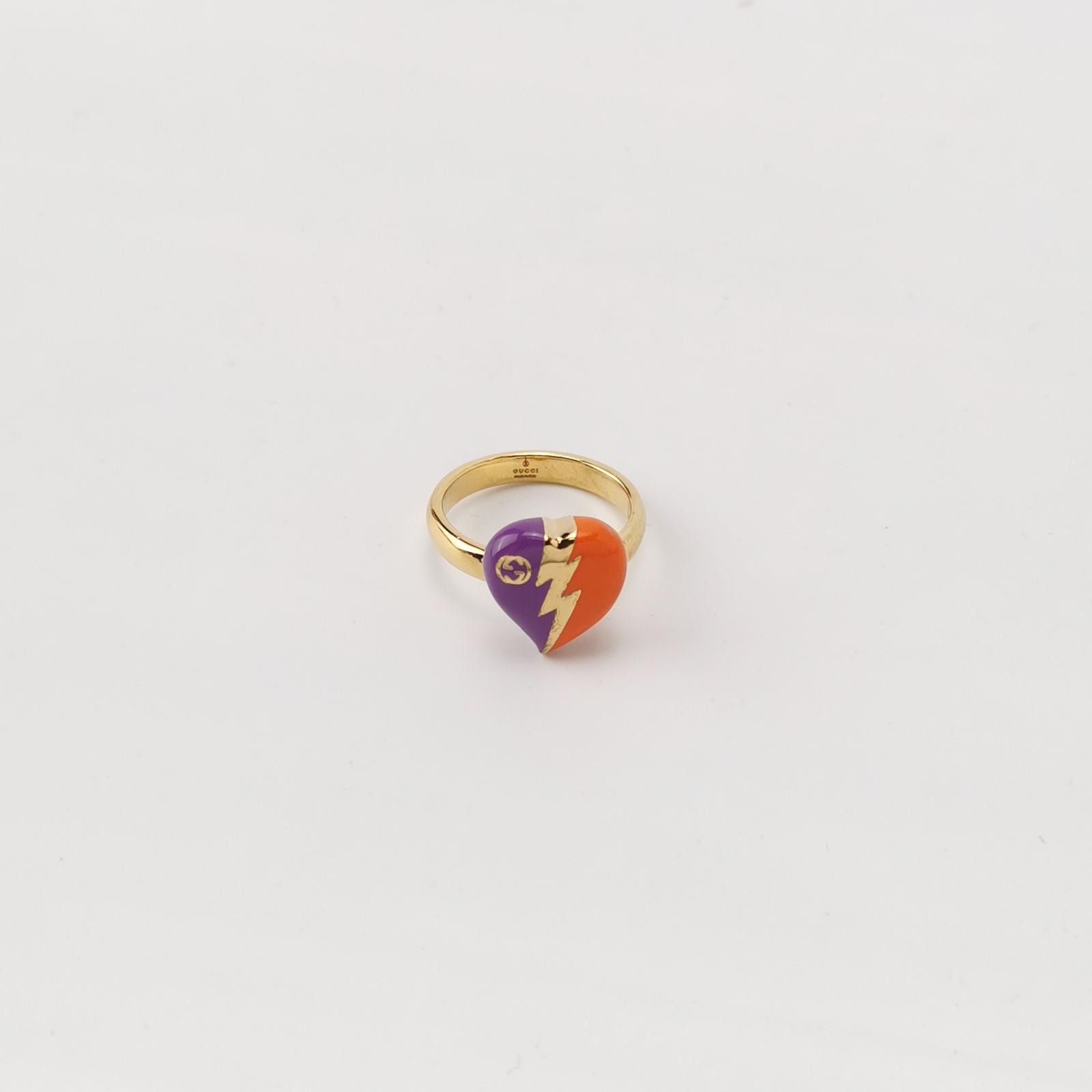 Gucci Gucci Colorblock Heart Double G Ring Size 15 -z2505 Size ONE SIZE - 2 Thumbnail