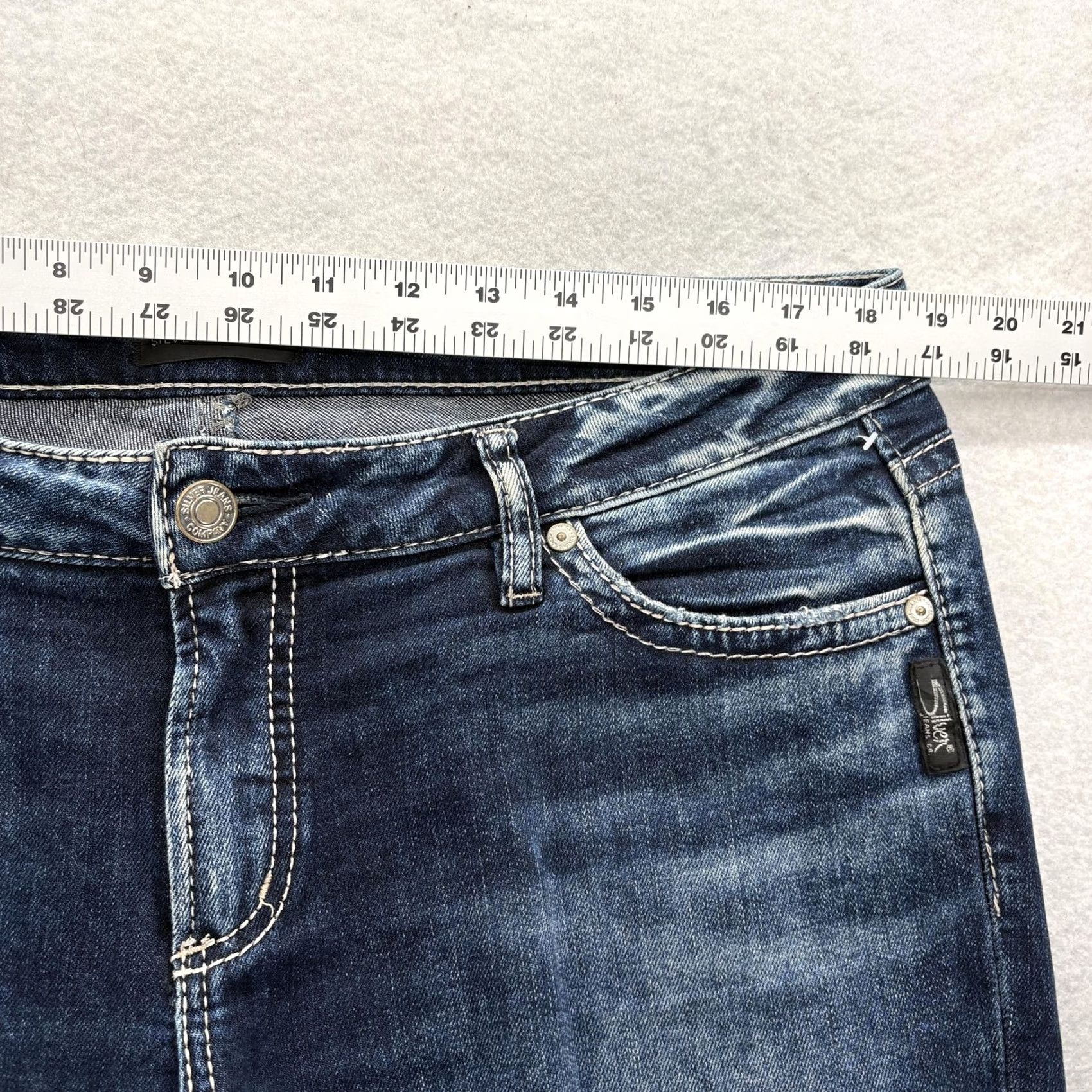 Silver Jeans Co. Silver Jeans Elyse Skinny Womens 31x29 Blue Wash Mid Rise Distressed Grunge Y2K Size 24" / US 00 / IT 34 - 7 Thumbnail