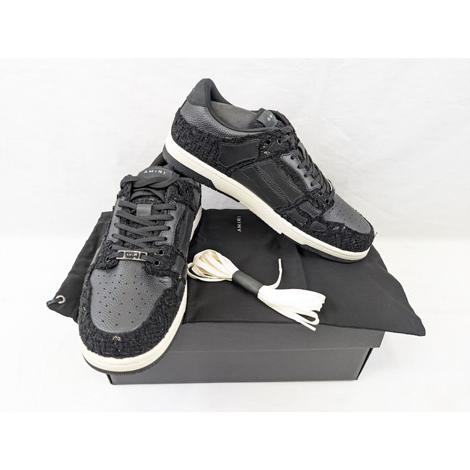 Amiri o1rshd1 Boucle Skelton Low-Top Sneakers in Black Size US 12 / EU 45 - 19 Thumbnail