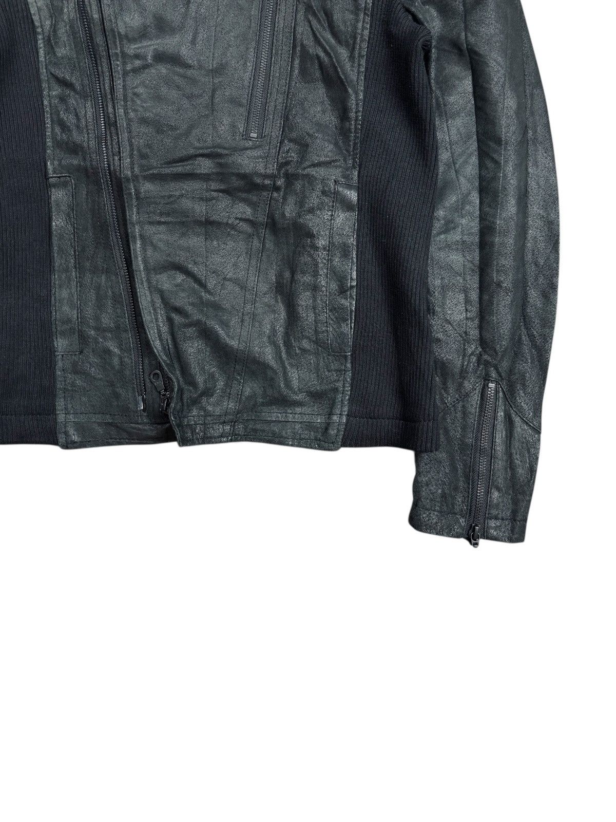 Ekam 2000s Wild Party - Asymetrical Zip Hooded Leather Jacket Size US M / EU 48-50 / 2 - 8 Thumbnail
