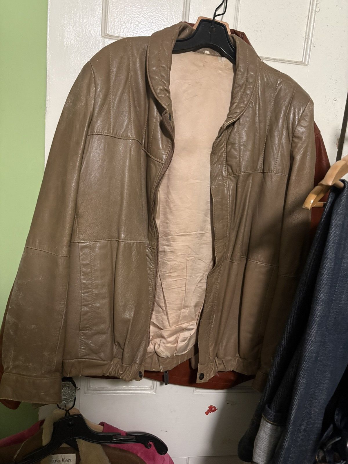 Other Vinage brown leather jacket size mens large Size US L / EU 52-54 / 3 - 1 Thumbnail