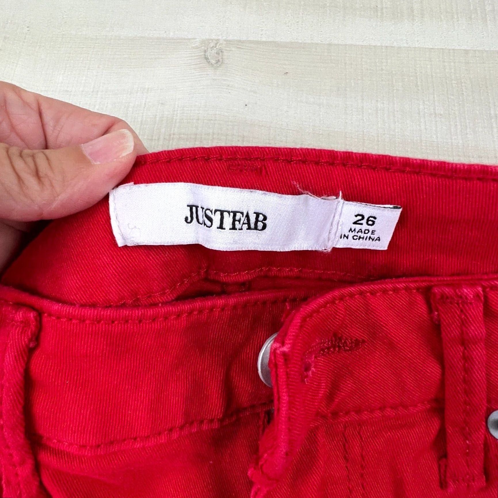 Vintage JustFab Womens Red Denim Jeans 26 Low Rise Cropped Skinny Stretch Cotton Size 26" / US 2 / IT 38 - 4 Thumbnail