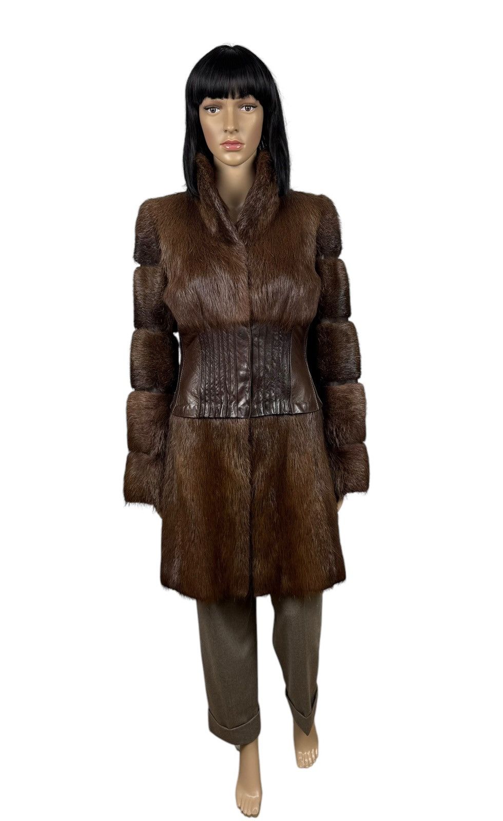 Designer × Genuine Leather Maryna Yaroslavskaya Real Fur Nutria Leather Coat size S Size S / US 4 / IT 40 - 2 Thumbnail