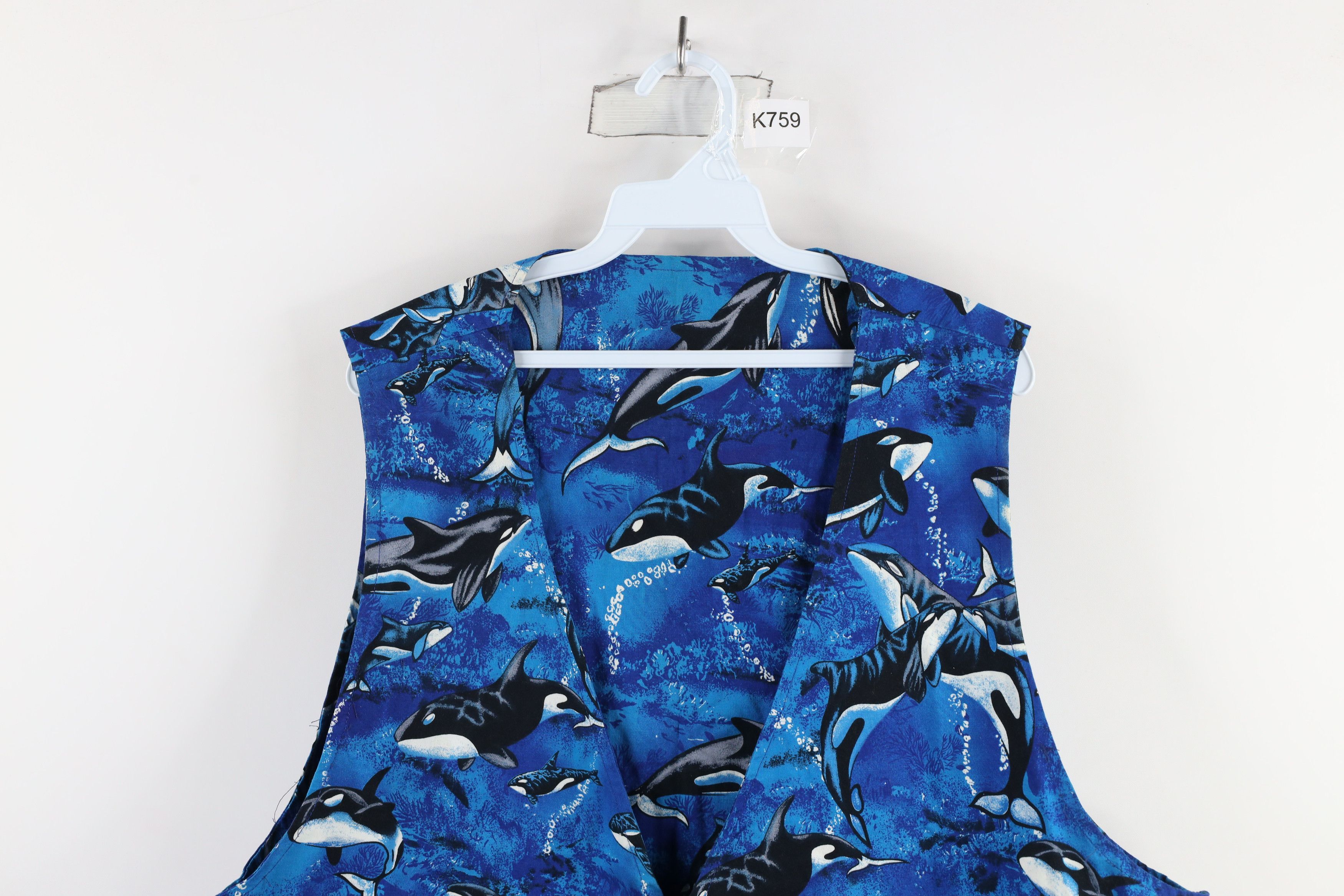 Vintage Vintage 90s Streetwear Whale All Over Print Open Front Vest Size 3XL / US 20-22 - 2 Thumbnail