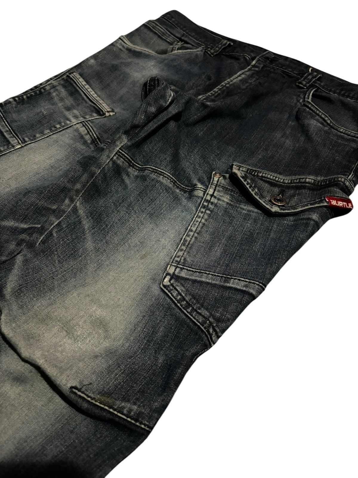 Japanese Brand Burtle Multi Pocket Distressed Cargo Jeans Denim Size US 32 / EU 48 - 4 Thumbnail