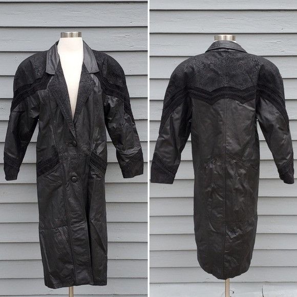 Vintage Vintage 90s y2k Winlet Black Leather Oversize Slouchy Trench Size M / US 6-8 / IT 42-44 - 1 Thumbnail