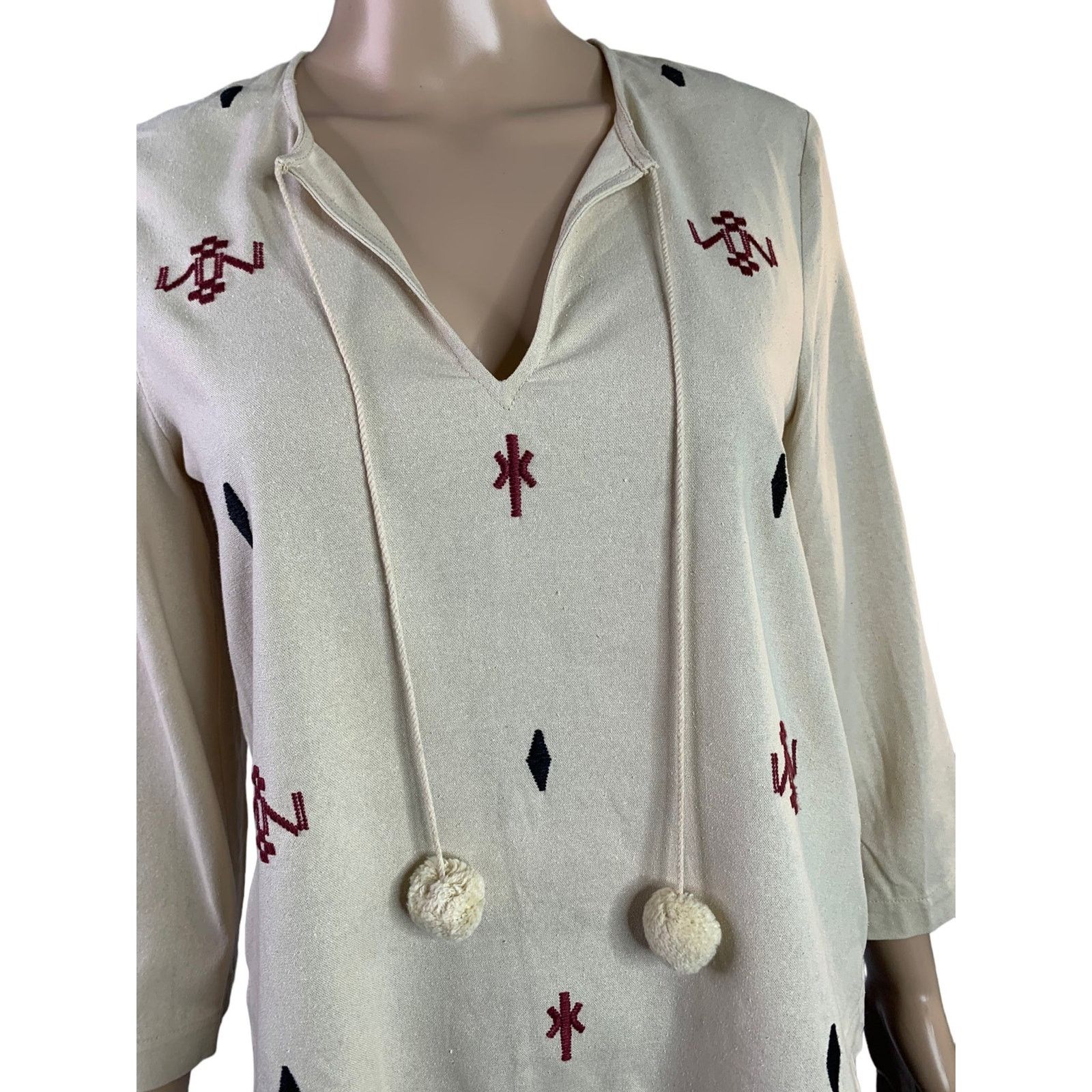 Madewell Madewell Womens Size XXS Ivory 100% Silk Top Embroidered Size XXS / US 00 / IT 34 - 4 Thumbnail