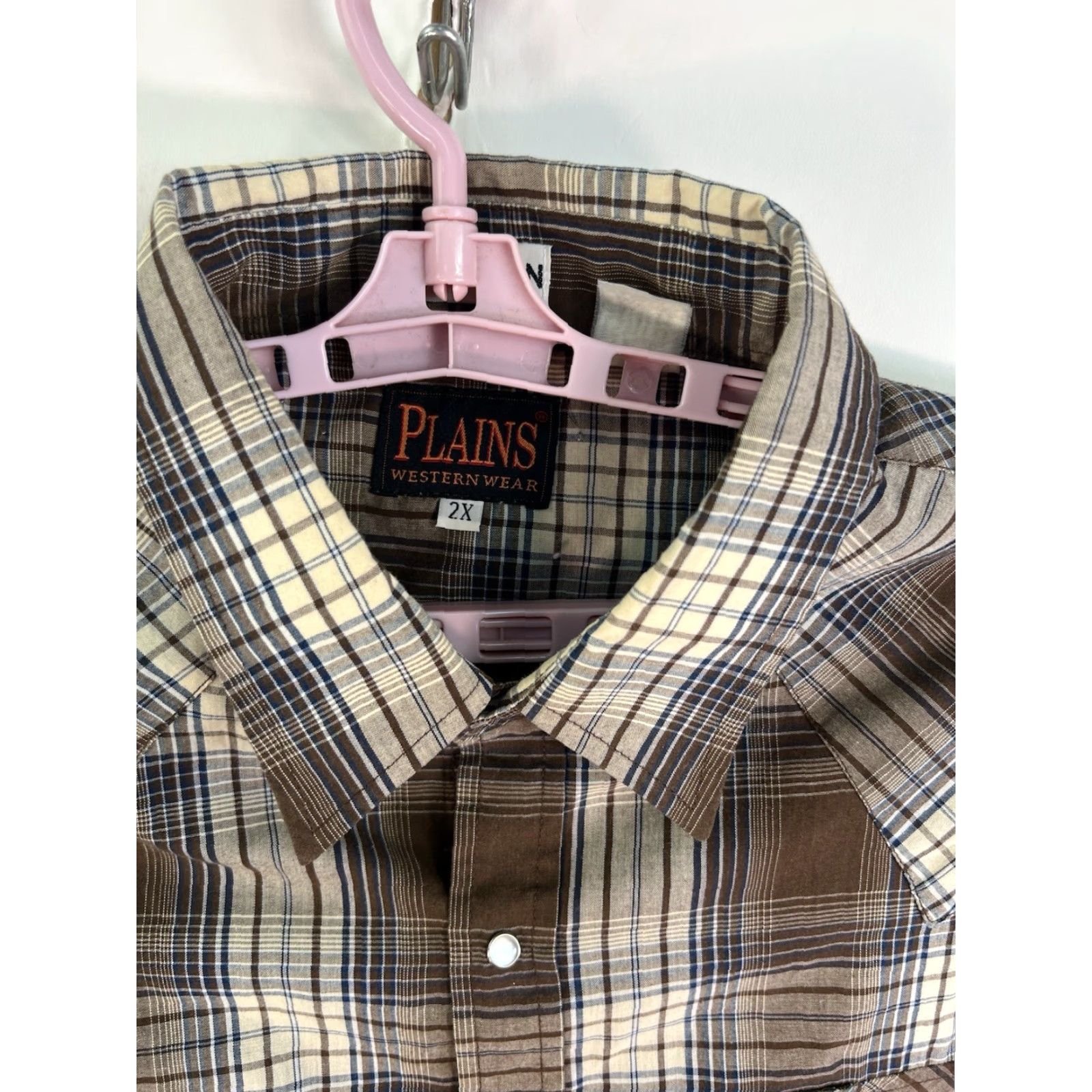 Vintage Plains Western Wear Plaid Snap Shirt Mens 2XL Brown Long Sleeve Casual Size US XXL / EU 58 / 5 - 3 Thumbnail