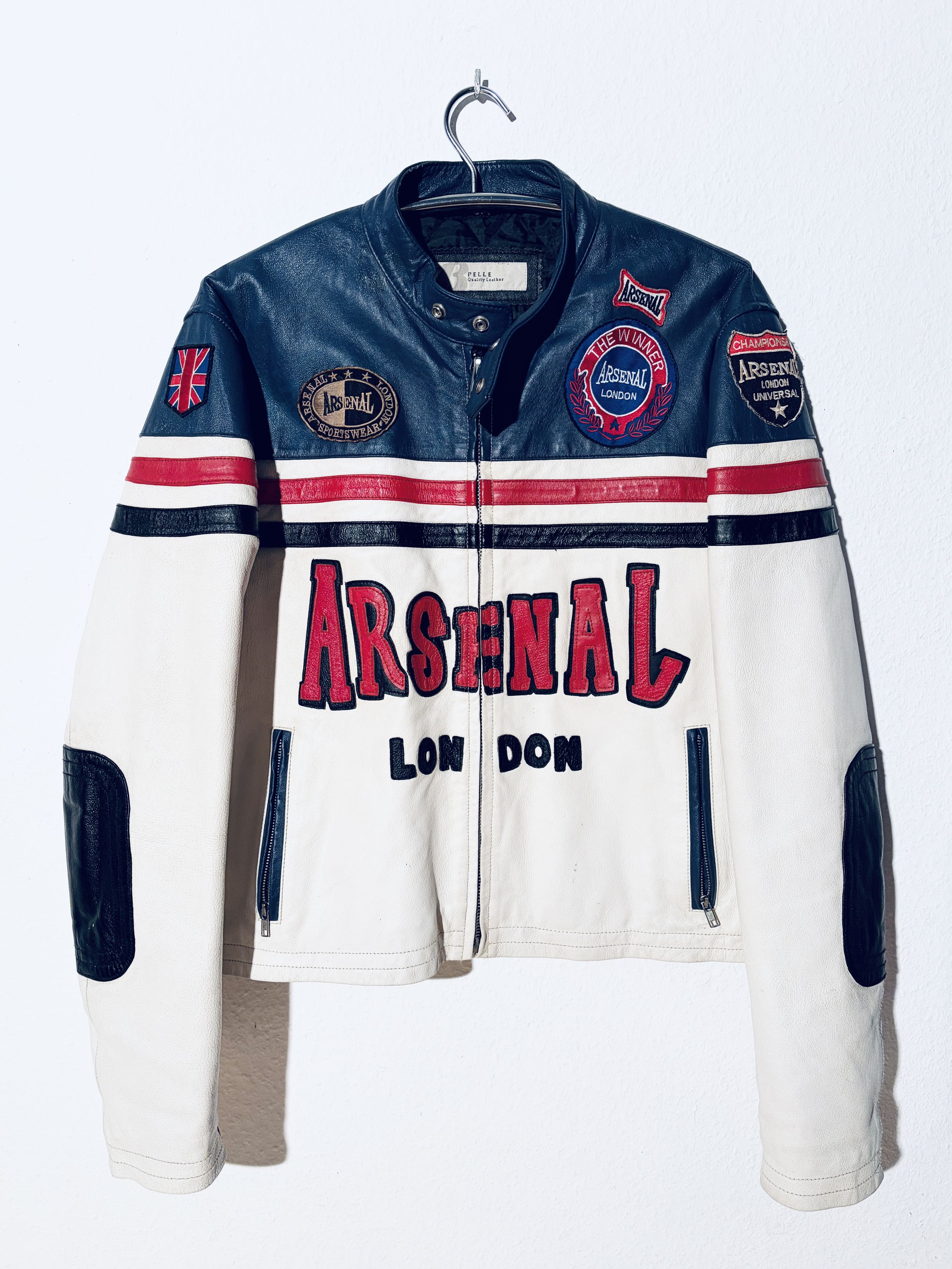 Arsenal Leather Biker Jacket 90s Vintage