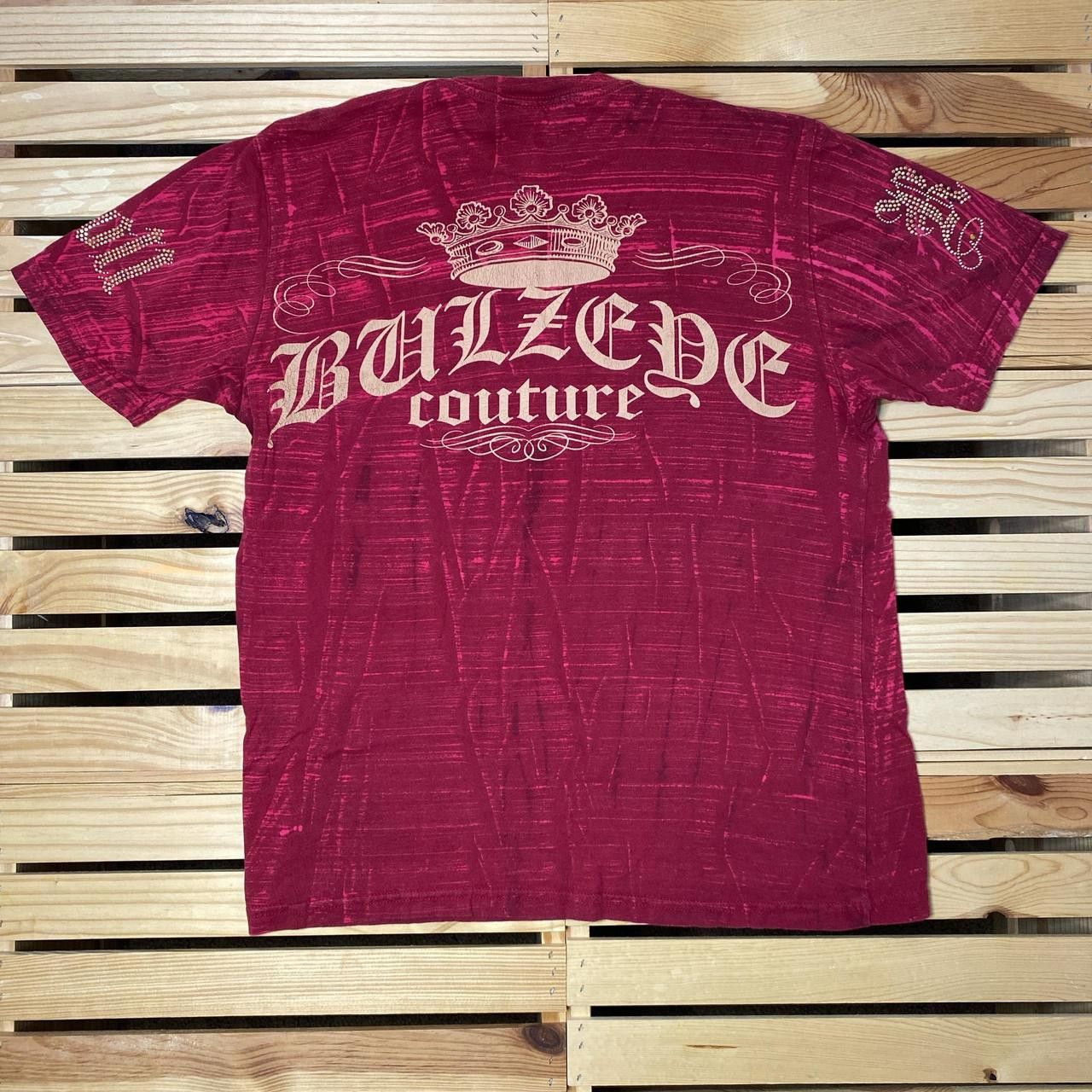 Other Vintage Bulzeye Couture Red Y2K Rhinestone Tee Size Large Size US L / EU 52-54 / 3 - 2 Thumbnail