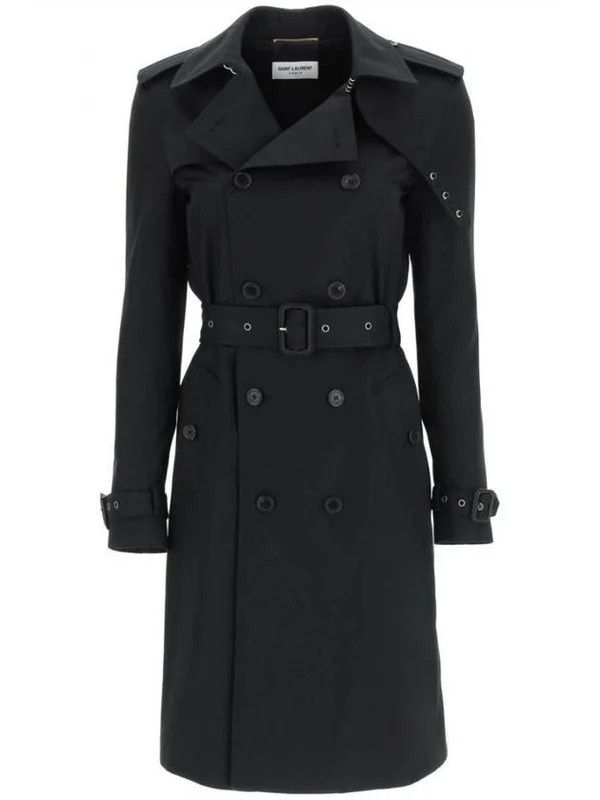 Saint Laurent Paris o1s1wg111124 Trench Coat in Gabardine in Black Size XS / US 0-2 / IT 36-38 - 1 Thumbnail
